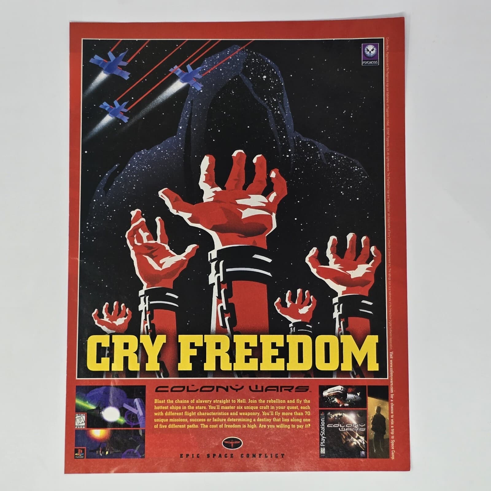 Colony Wars Sony PlayStation PS1 Cry Freedom Print Ad/Poster Official Promo Art