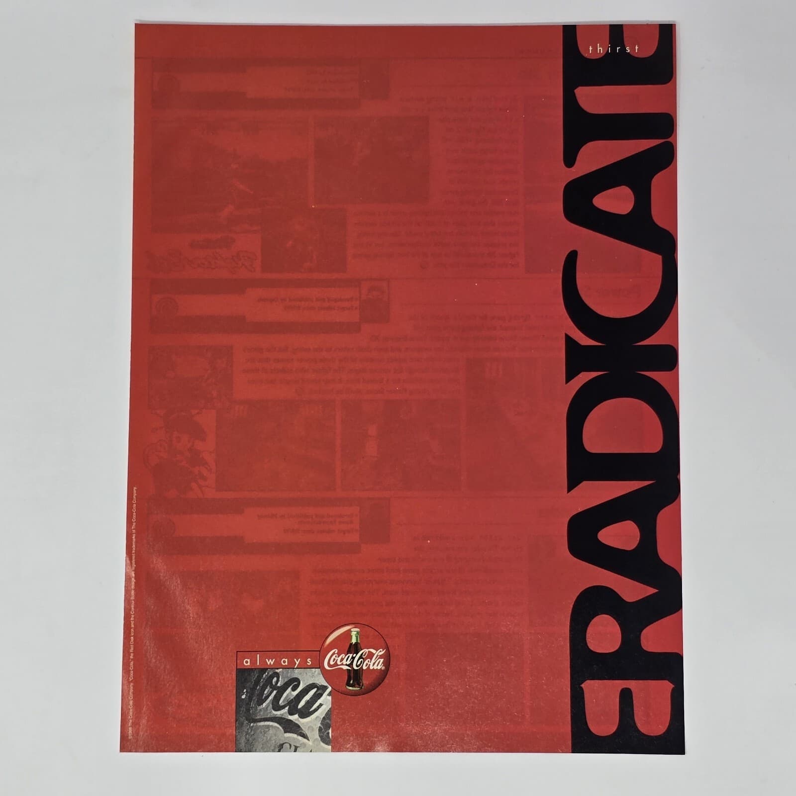 Coca-Cola Eradicate Thirst Red Print Ad/Poster Official Promo Art