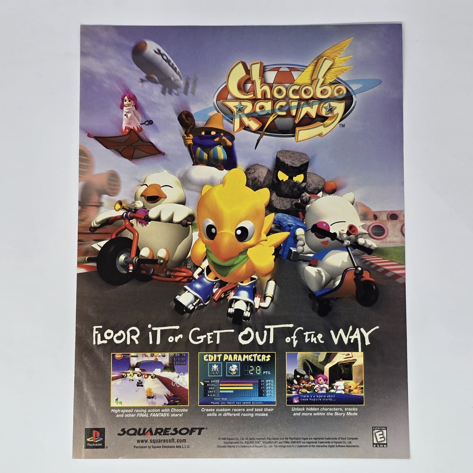 Chocobo Racing Sony PlayStation PS1 Floor It Print Ad/Poster Official Promo Art