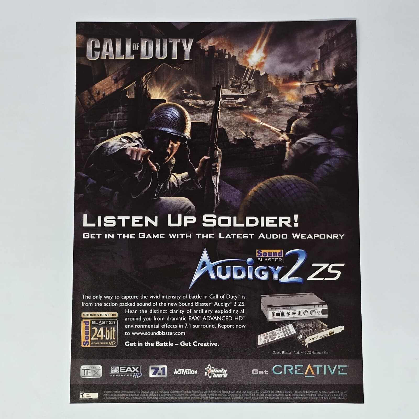 Call of Duty Sound Blaster Audigy 2 Listen Up Print Ad/Poster Official Promo Art