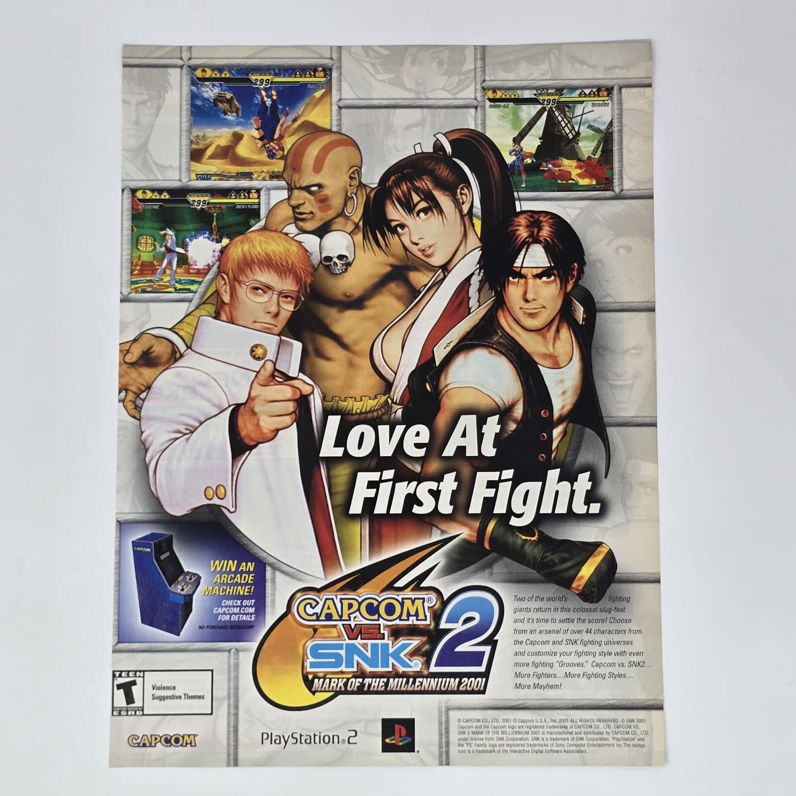 Capcom vs SNK 2 Sony PS2 Capcom Love at First Print Ad/Poster Official Promo Art
