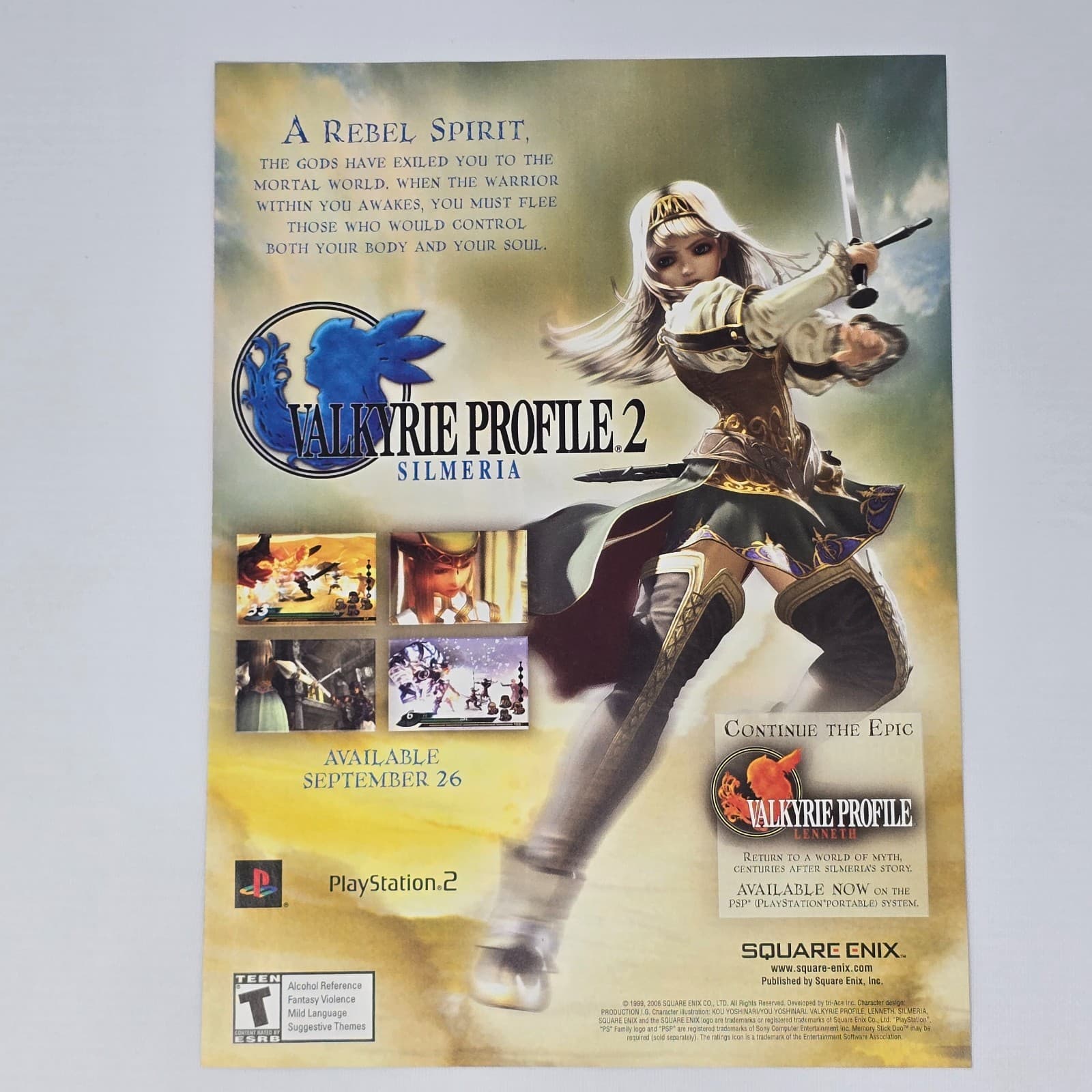 Valkyrie Profile 2 Silmeria Playstation 2 PS2 Rebel Print Ad/Poster