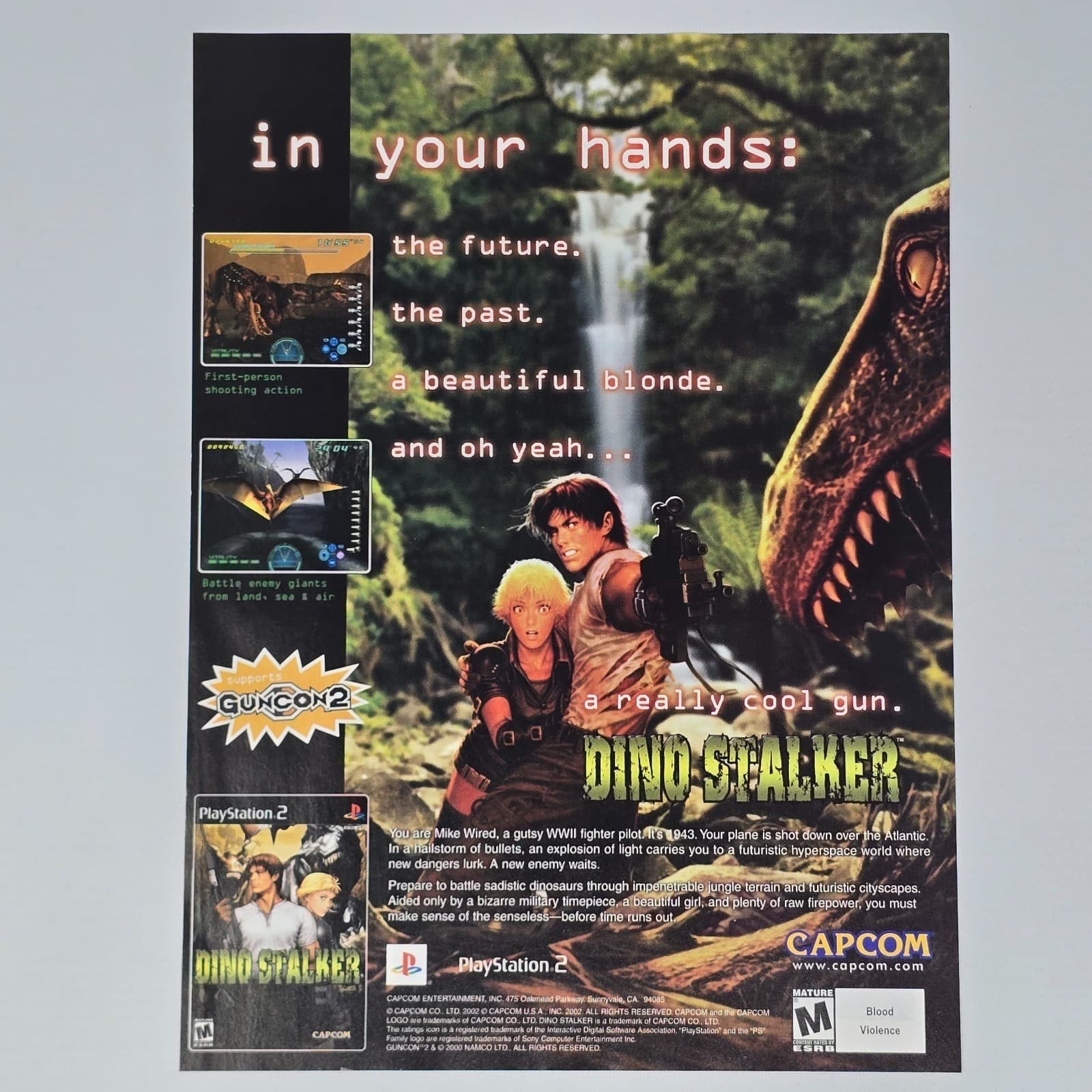 Dino Stalker PlayStation 2 PS2 Authentic Magazine Ad