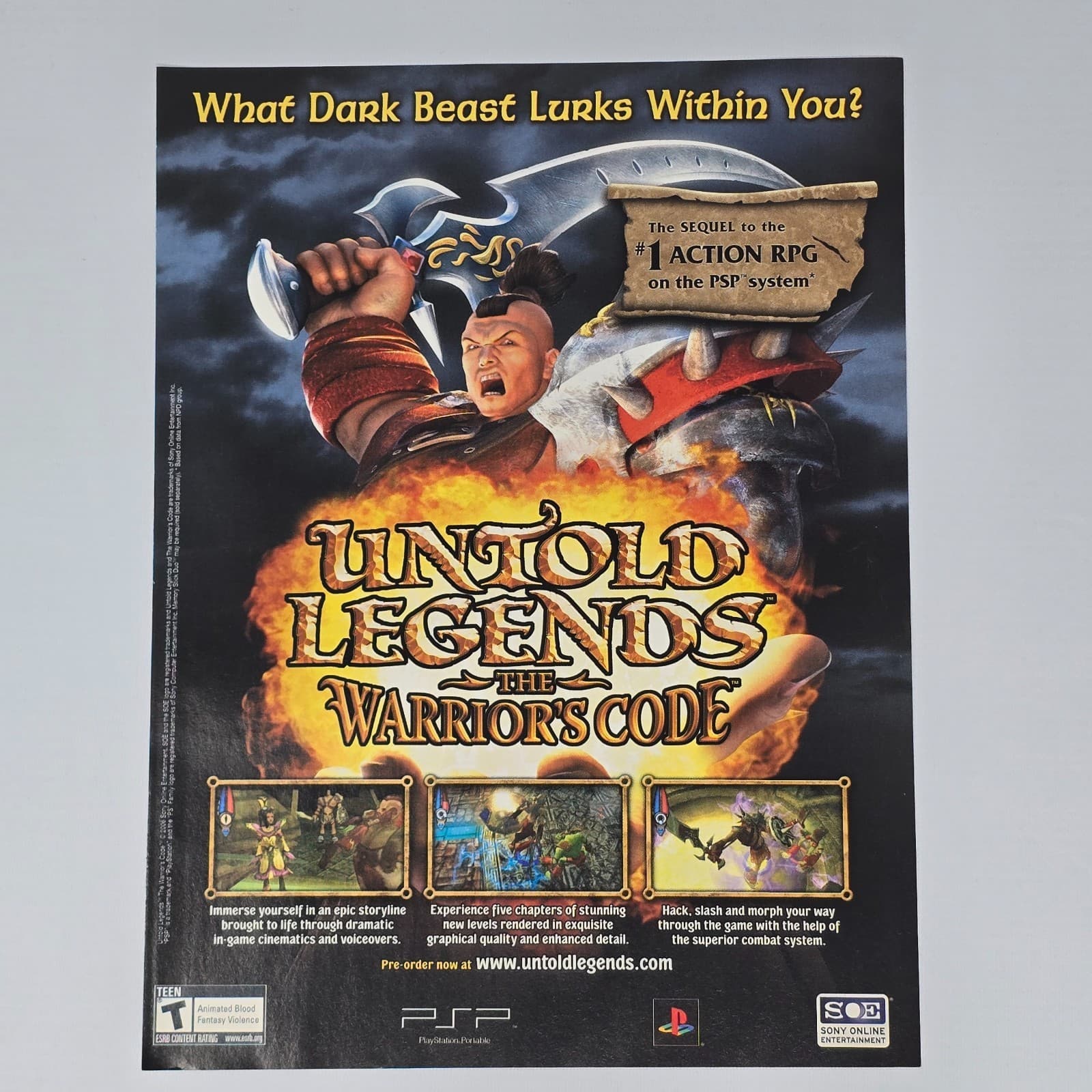 Untold Legends The Warrior's Code PSP Beast Print Ad/Poster