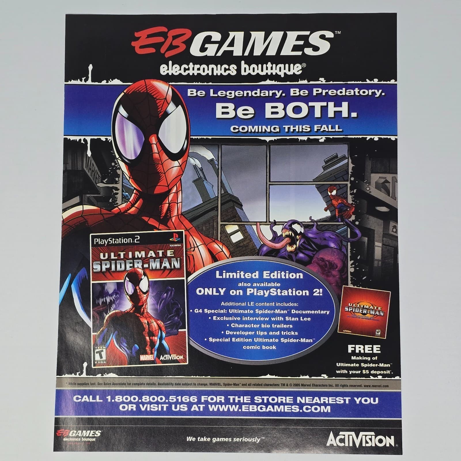 Ultimate Spider-Man PlayStation 2 PS2 EB Games Print Ad/Poster