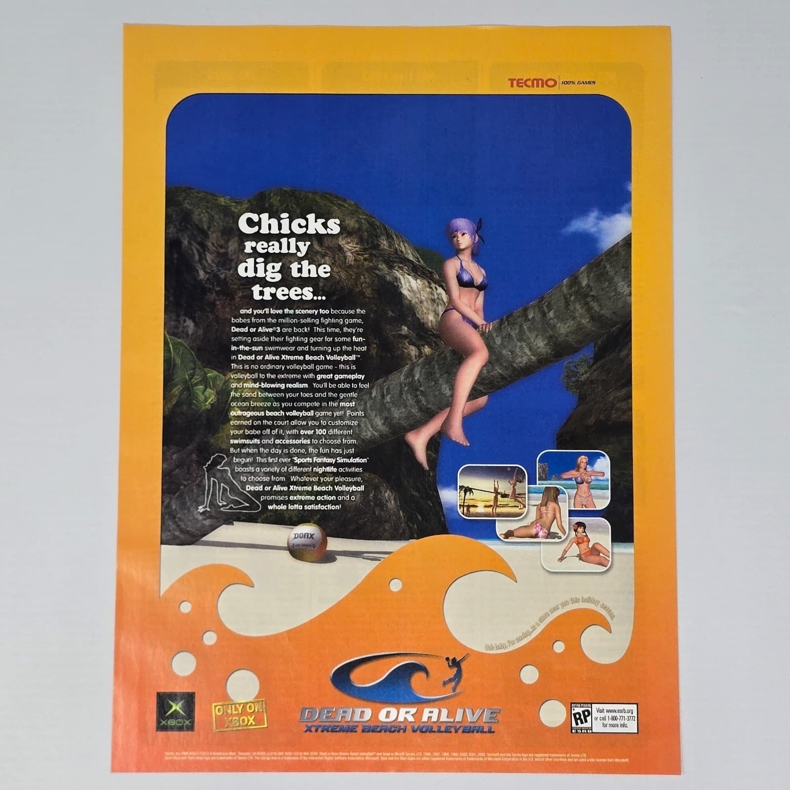 Dead Or Alive Xtreme Beach Volleyball Xbox Authentic Magazine Ad