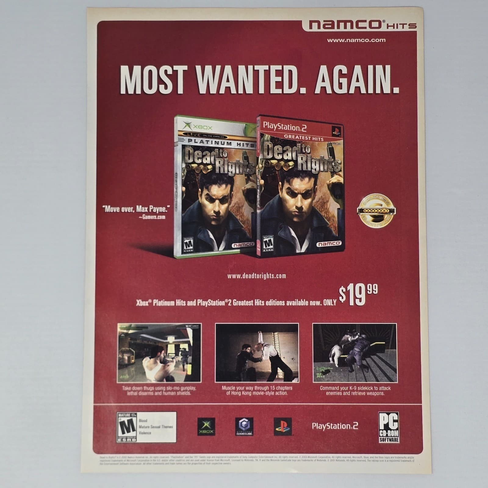 Dead To Rights Xbox PlayStation 2 PS2 Authentic Magazine Ad