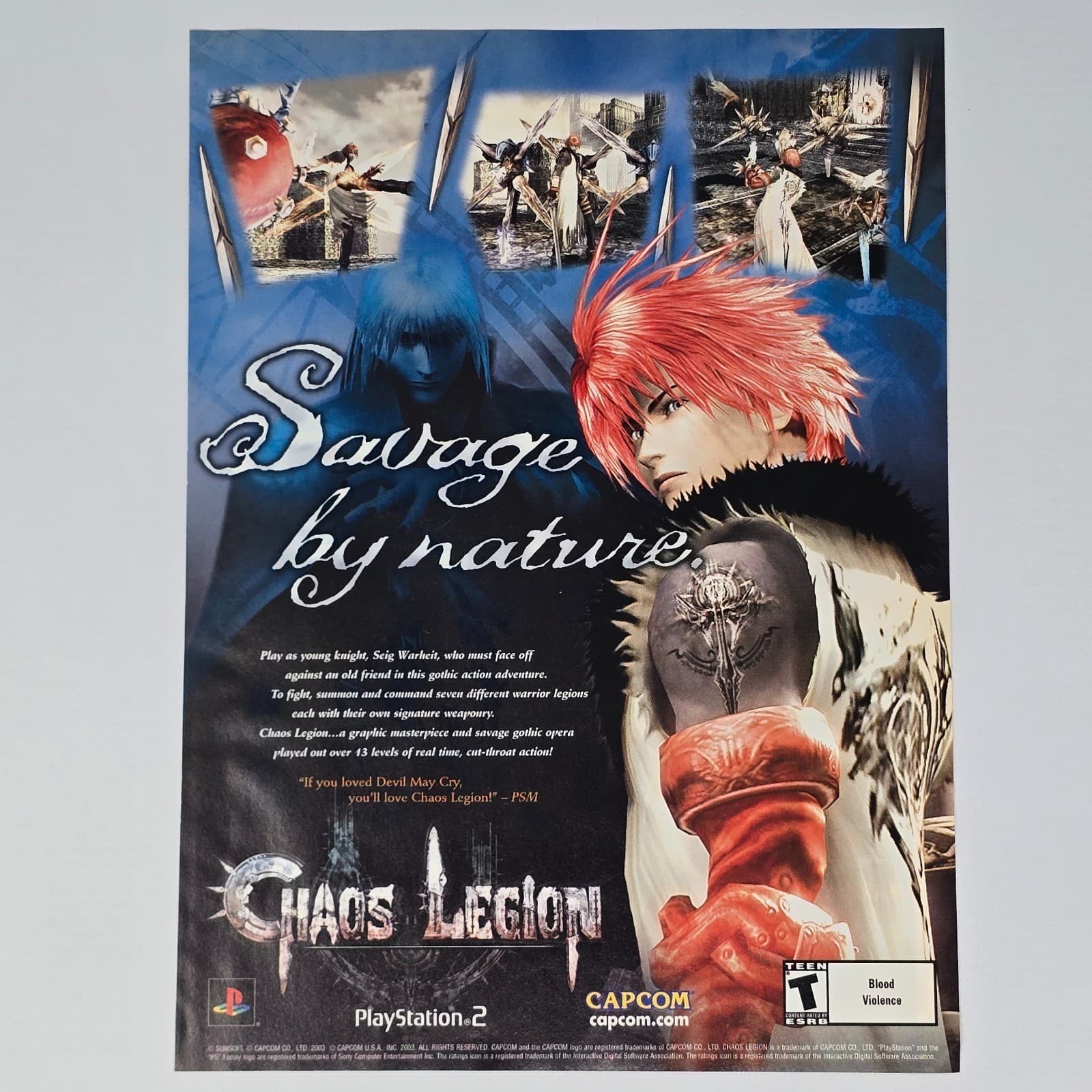 Chaos Legion PlayStation 2 PS2 Authentic Magazine Ad