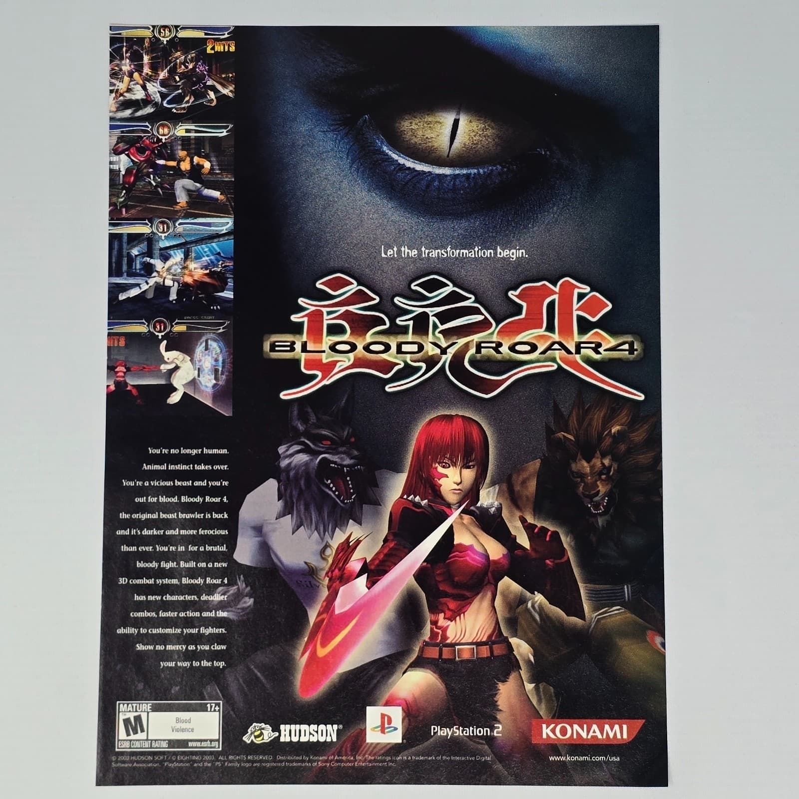 Bloody Roar 4 PlayStation 2 PS2 Authentic Magazine Ad
