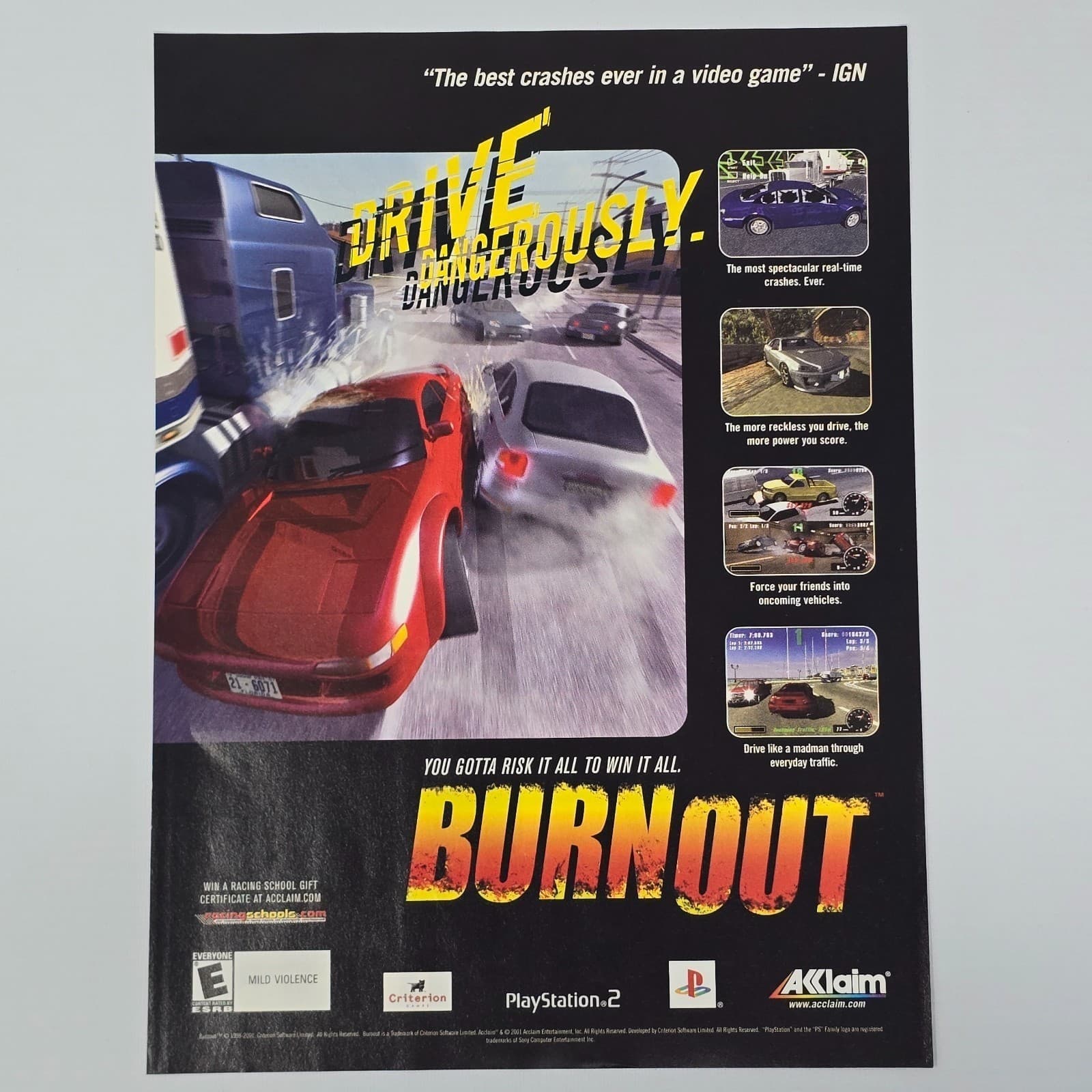Burnout PlayStation 2 PS2 Authentic Magazine Ad