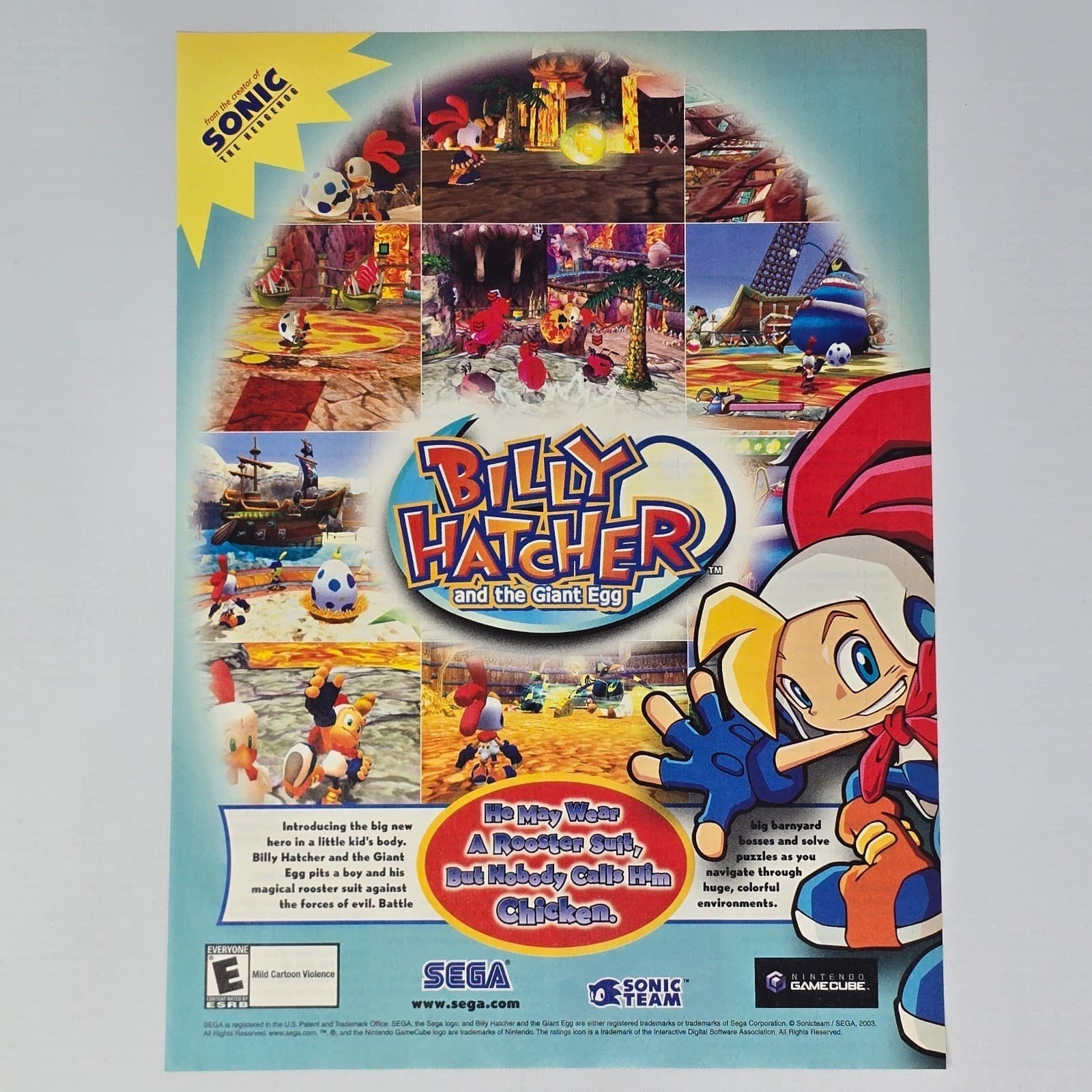 Billy Hatcher And The Giant Egg GameCube Authentic Magazine Ad