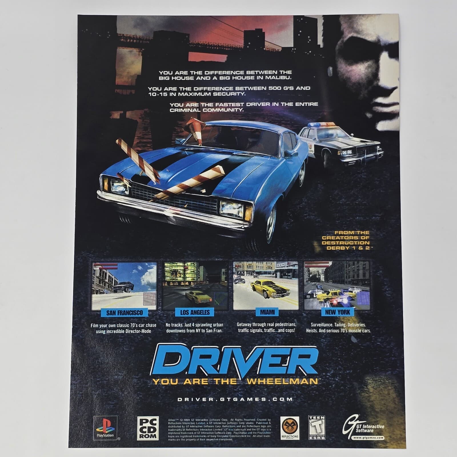 Driver Sony PlayStation PS1 PC The Difference Print Ad/Poster Official Promo Art
