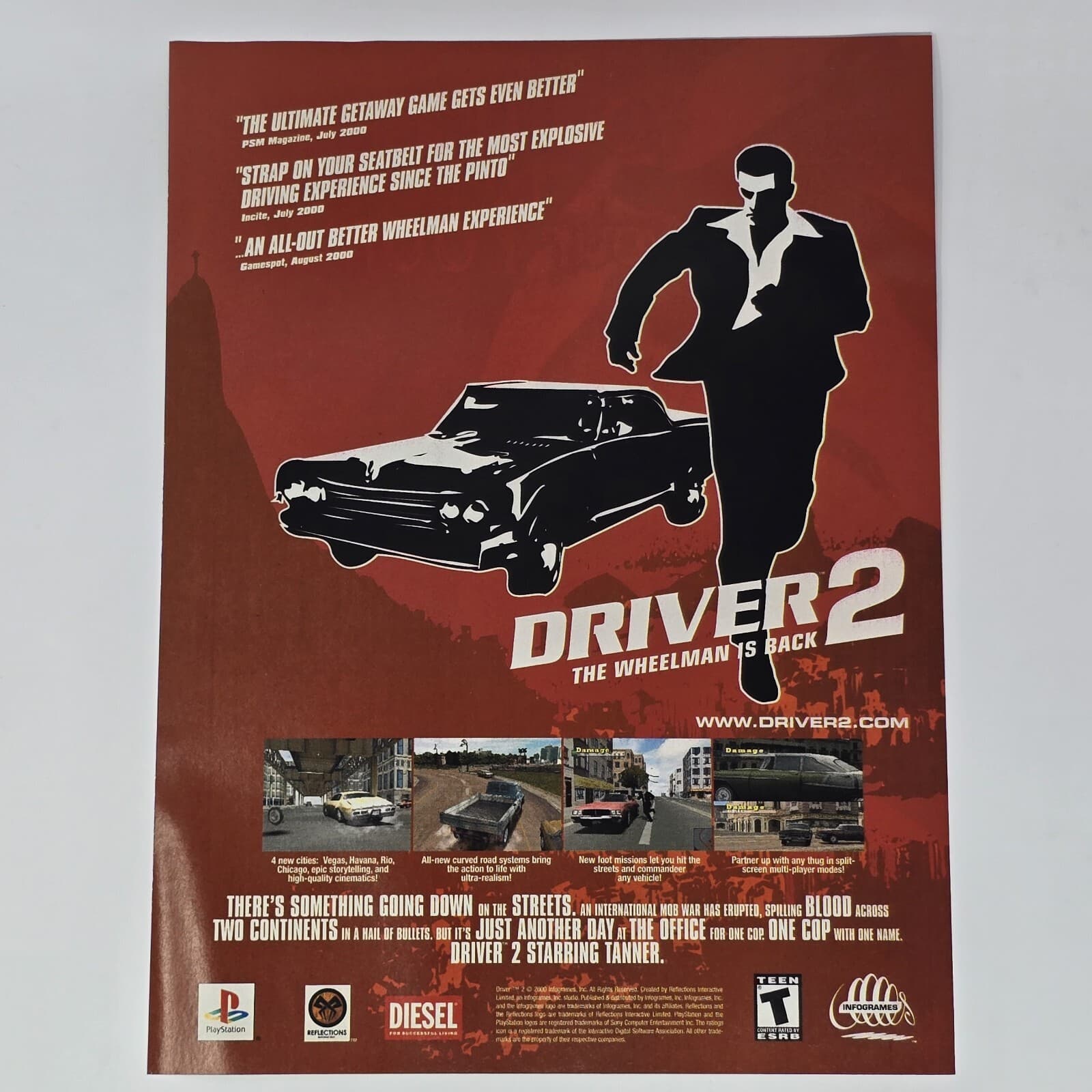 Driver 2 PlayStation PS1 Ultimate Getaway Print Ad/Poster Official Promo Art