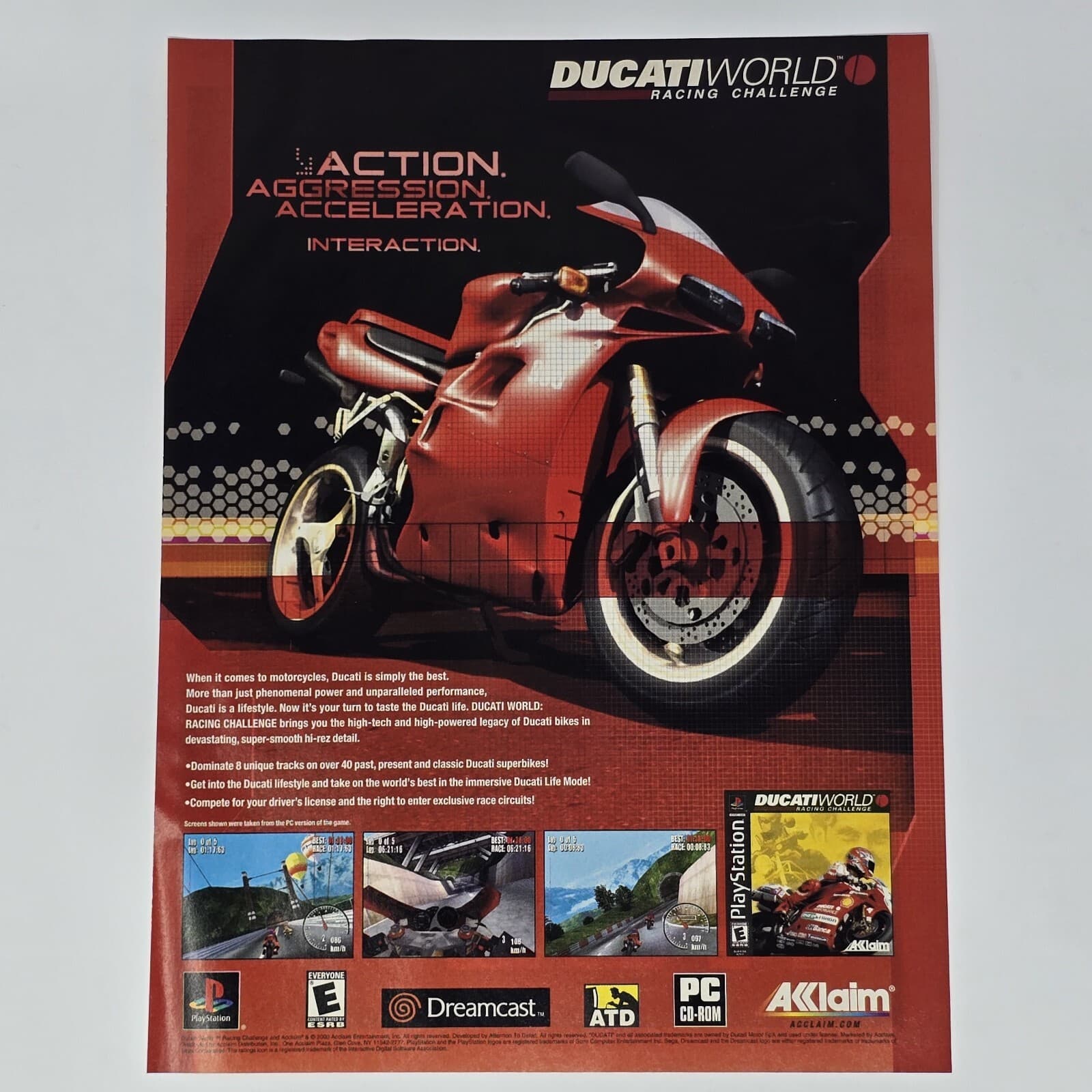 Ducati World Racing Dreamcast PS1 PC Action Print Ad/Poster Official Promo Art