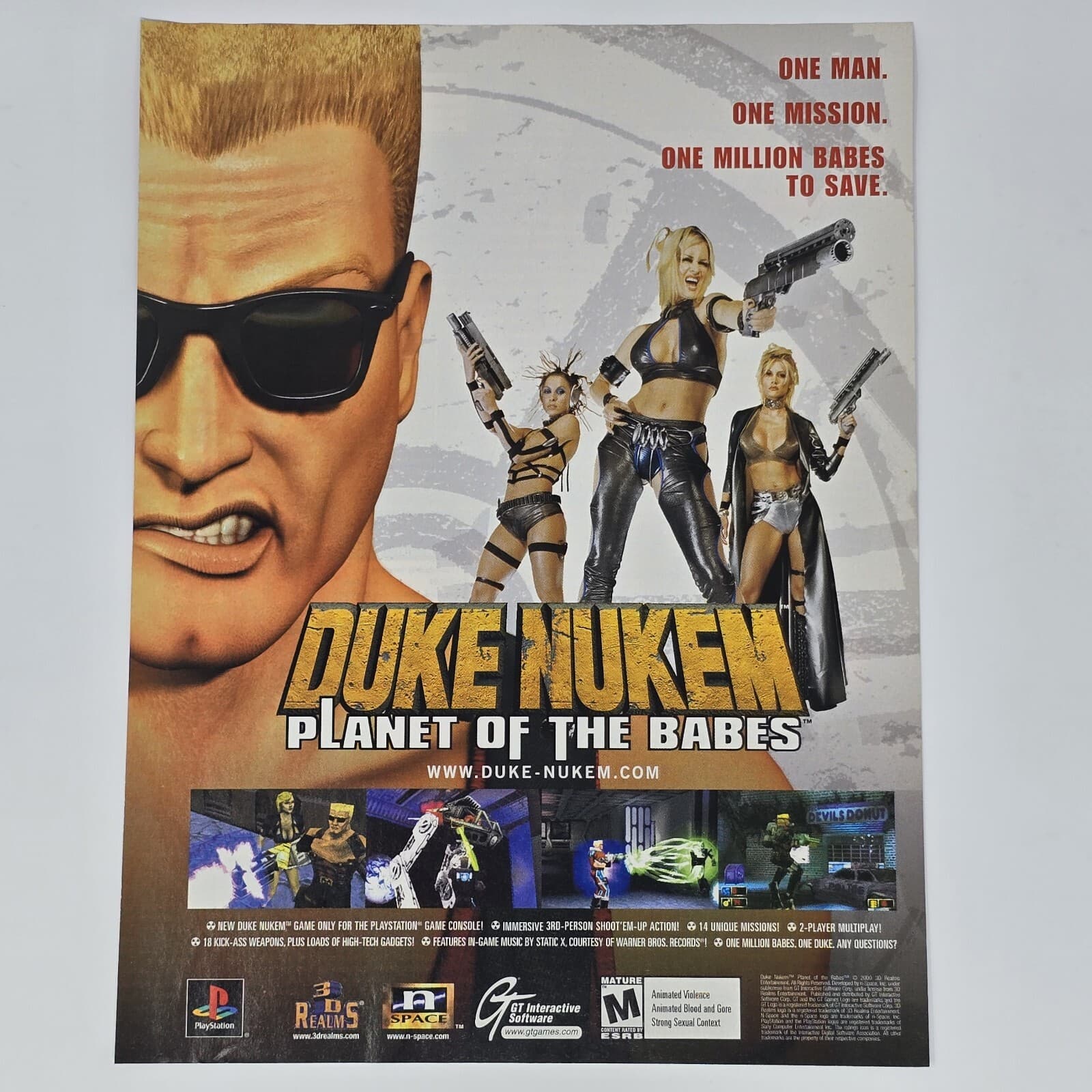 Duke Nukem Planet of the Babes Sony PS1 Snarl Print Ad/Poster Official Promo Art
