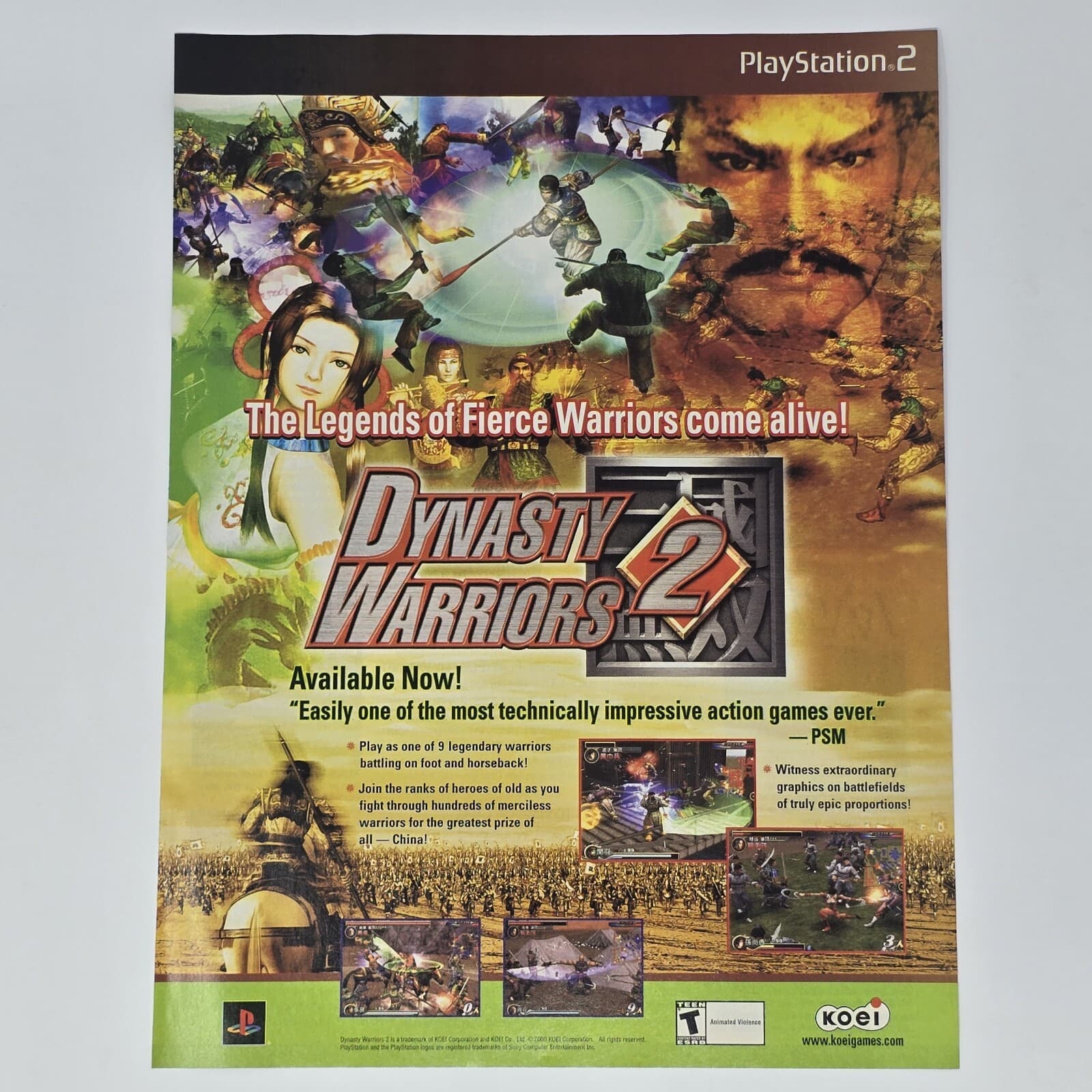 Dynasty Warriors 2 Sony PS2 The Legends Print Ad/Poster Official Promo Art