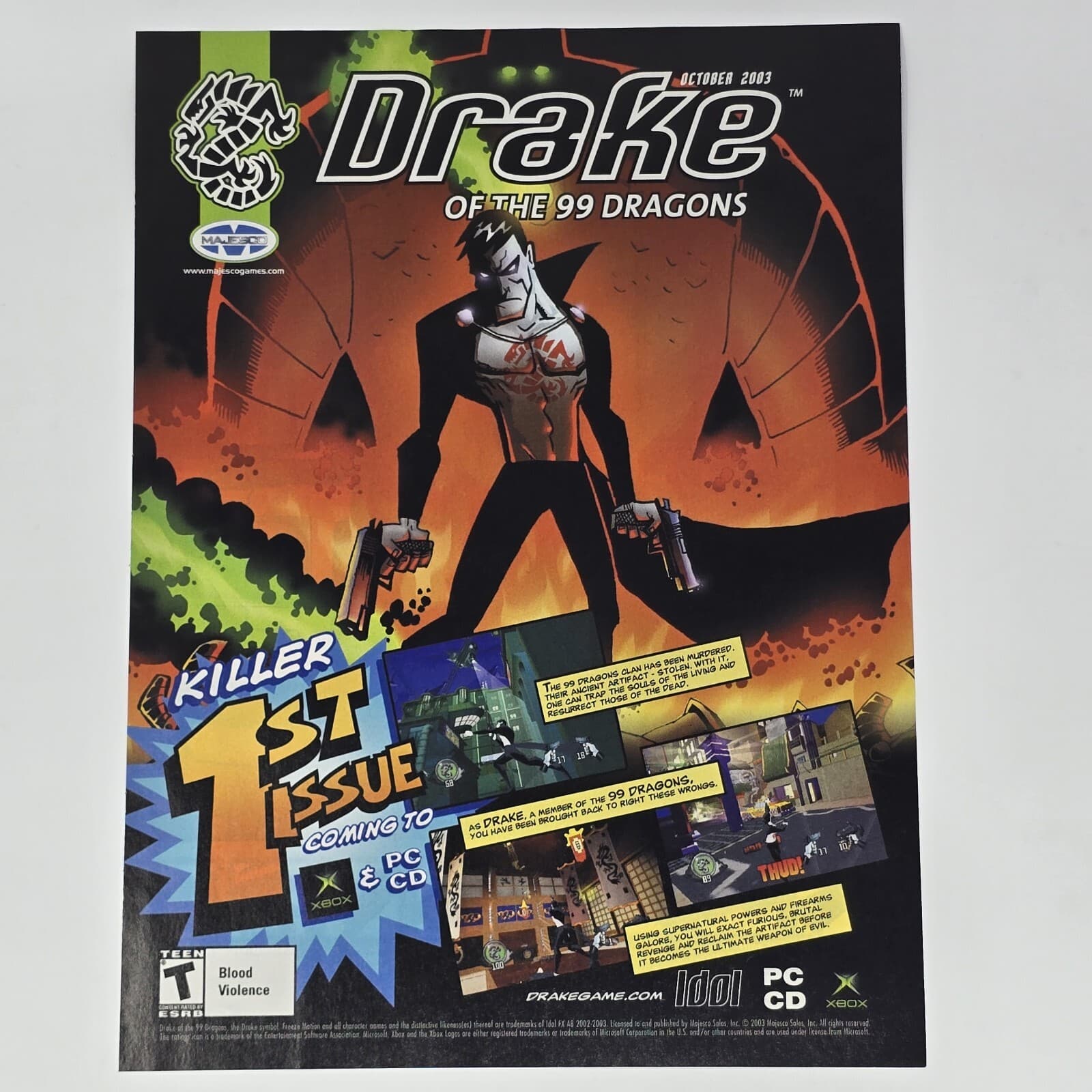 Drake of the 99 Dragons Xbox Killer 1st Print Ad/Poster Official Promo Art