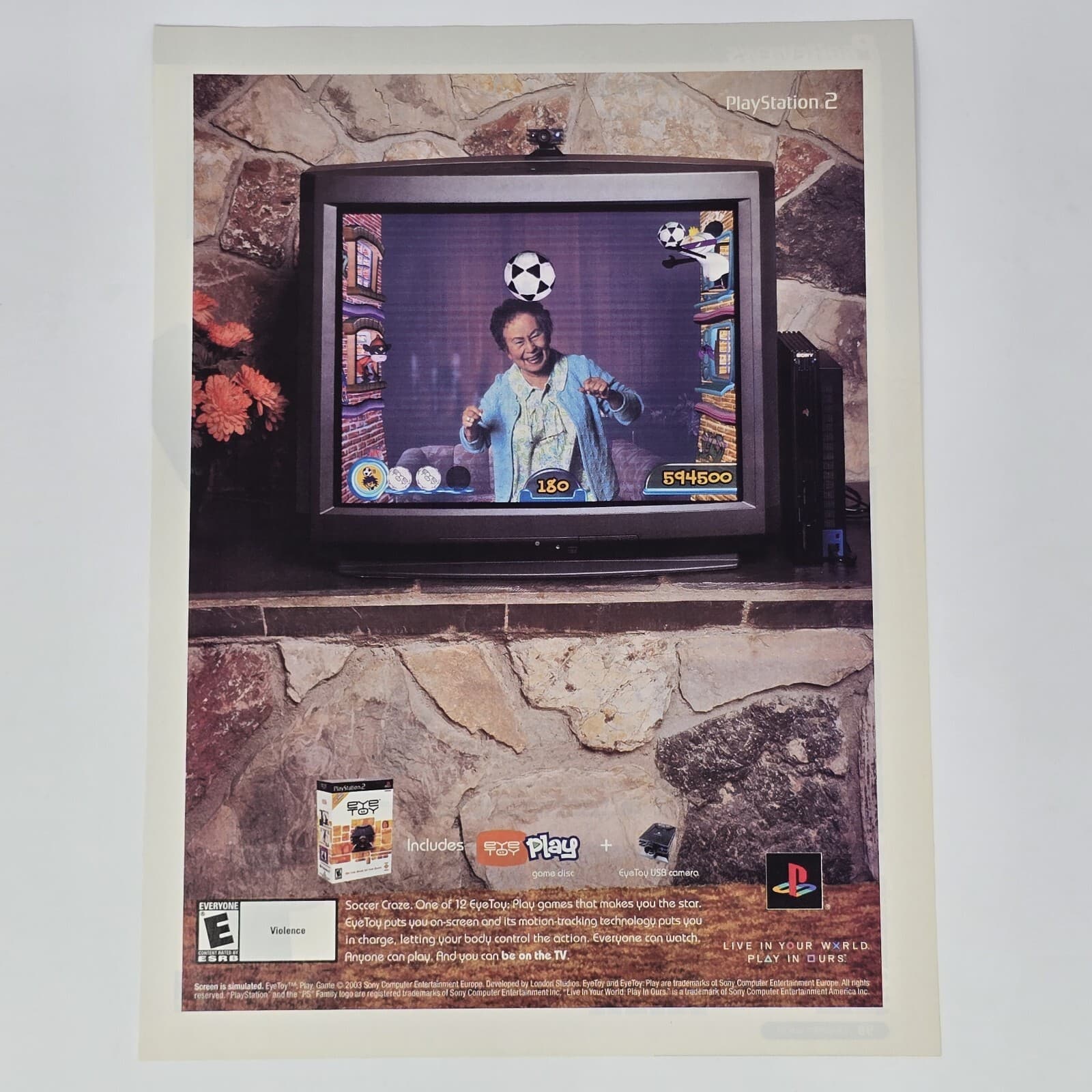 Eye Toy Play PlayStation 2 PS2 Soccer Craze Print Ad/Poster Official Promo Art