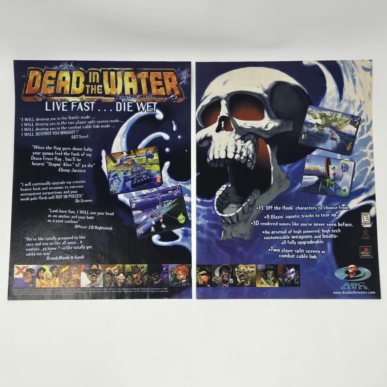 Dead In The Water Sony PS1 Live Fast Skull Print Ad/Poster Official Promo Art