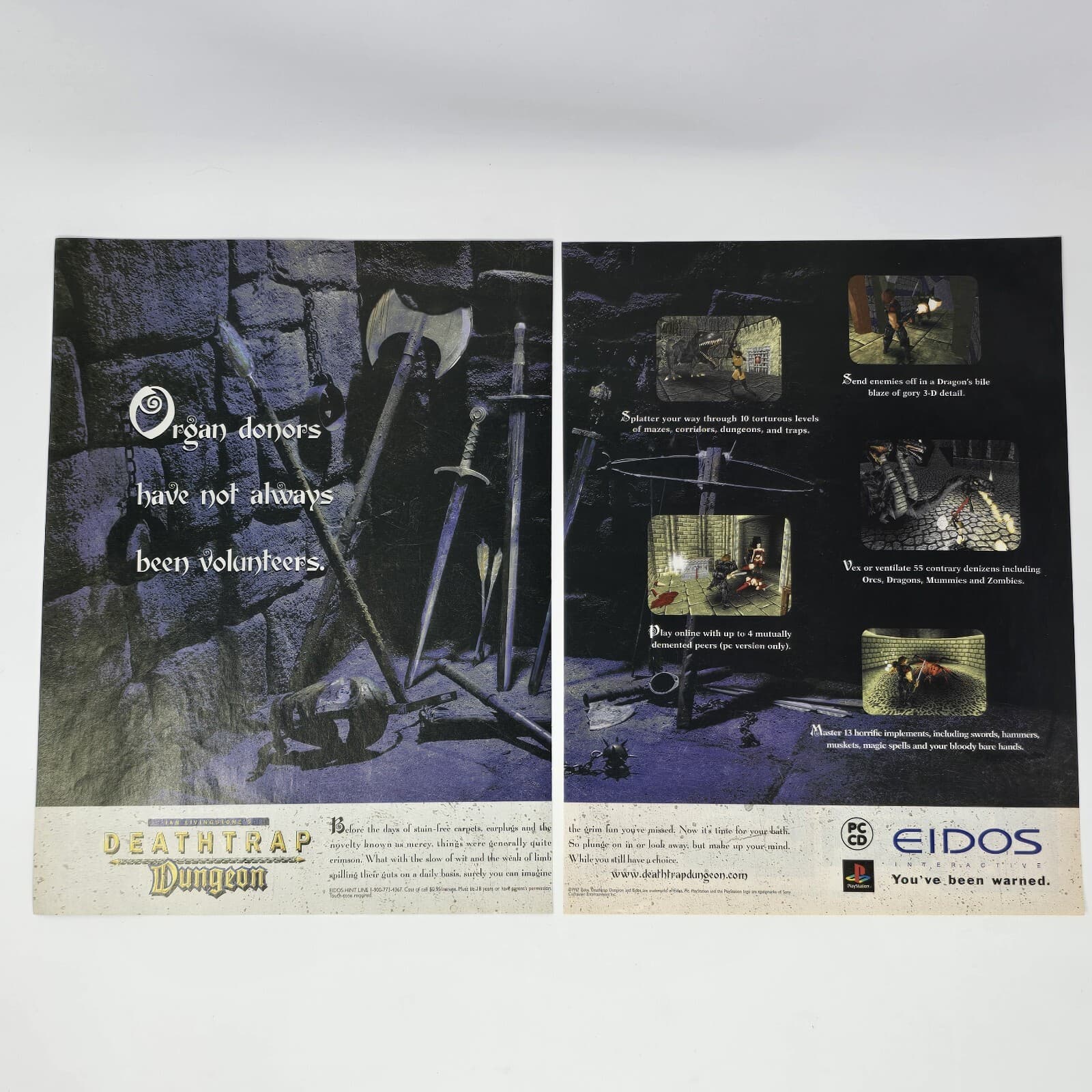 Deathtrap Dungeon PC PS1 Eidos Organ Donors Print Ad/Poster Official Promo Art