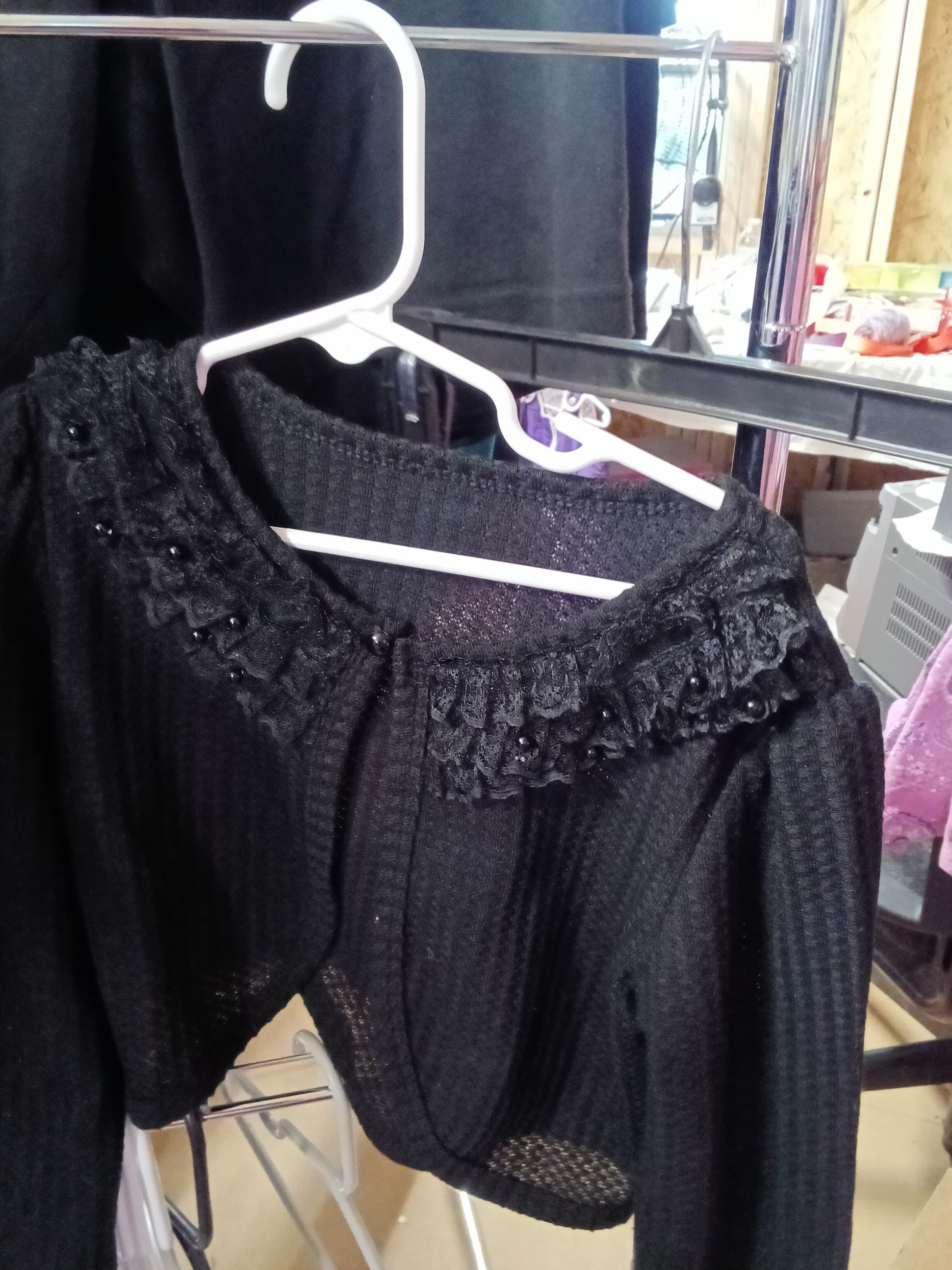 Black Lace Knit Cardigan Size 120