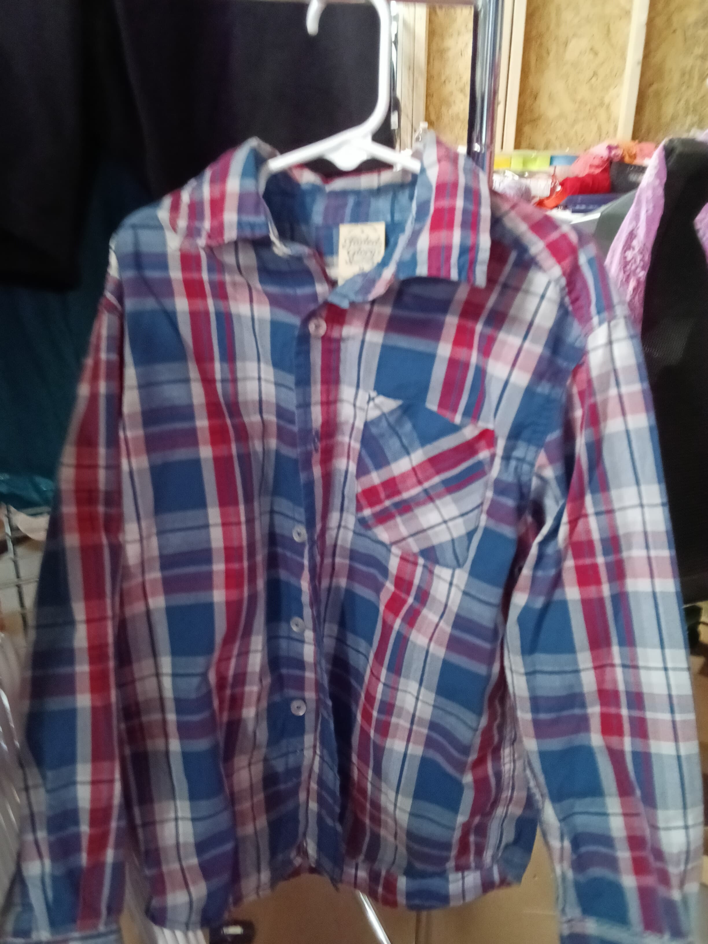 Faded Glory Plaid Button-Up Shirt Medium