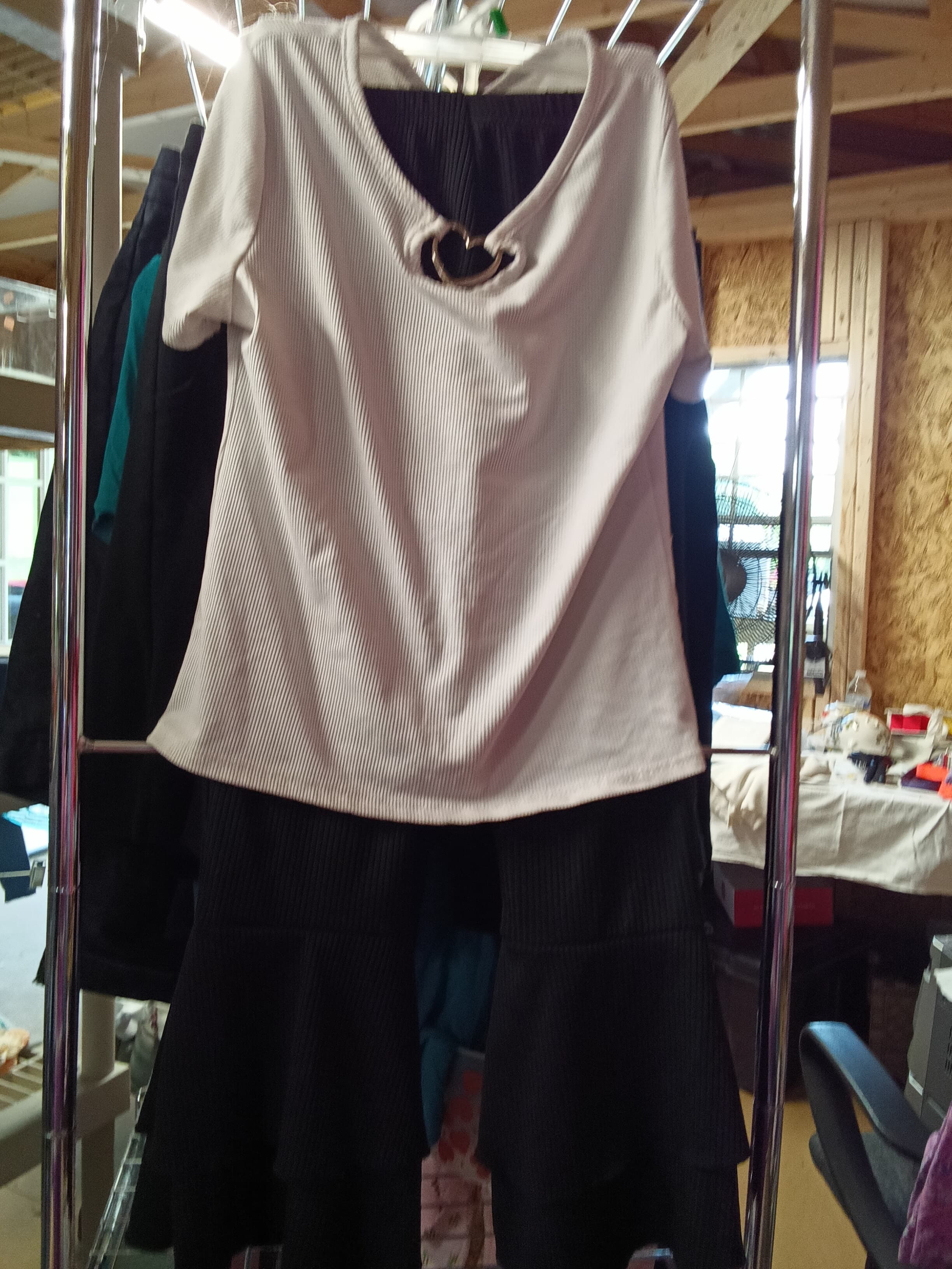 Dream Girl White Top with Heart Detail Size L