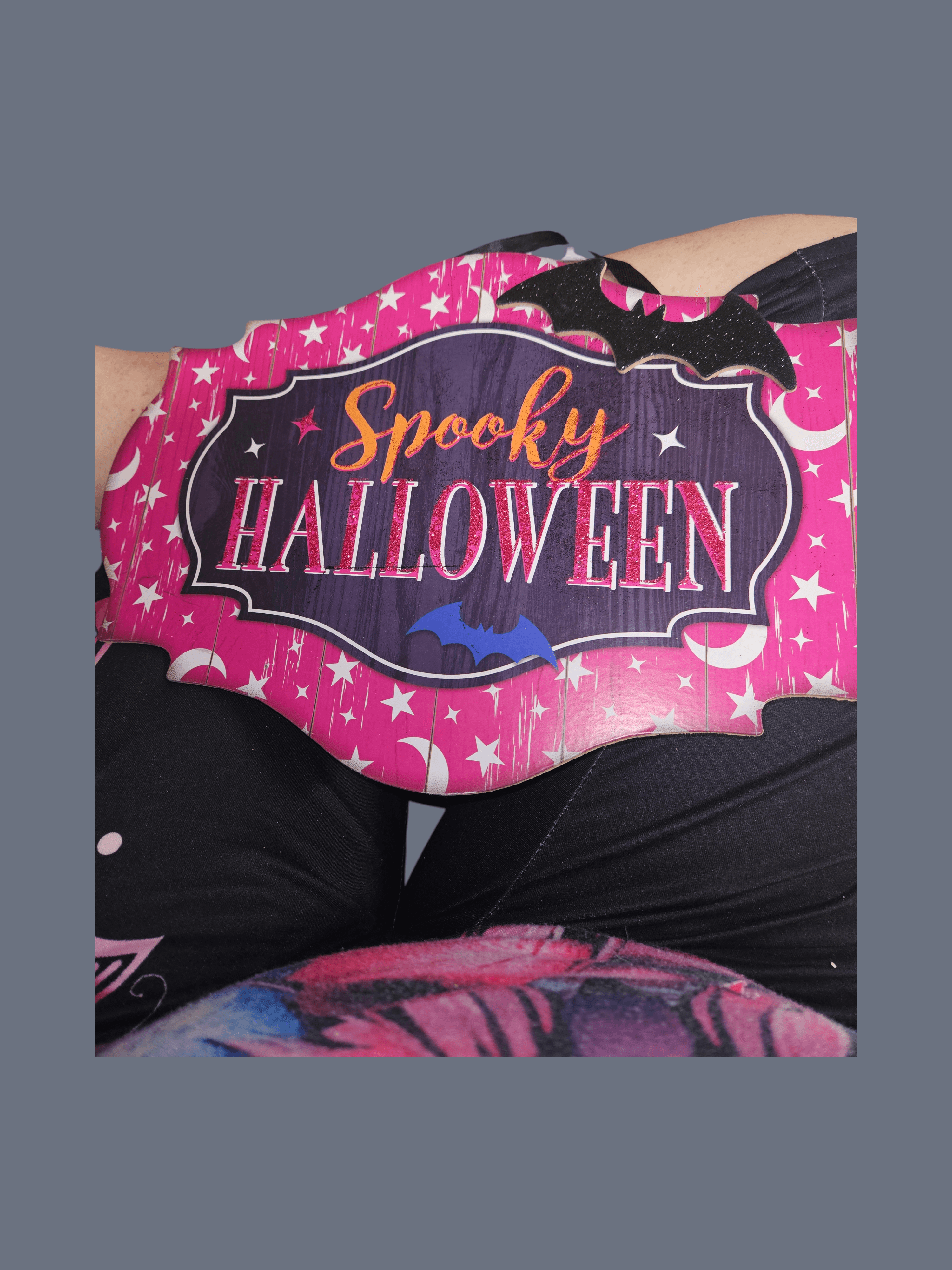 Halloween Decorative Plaque with Bats and Stars