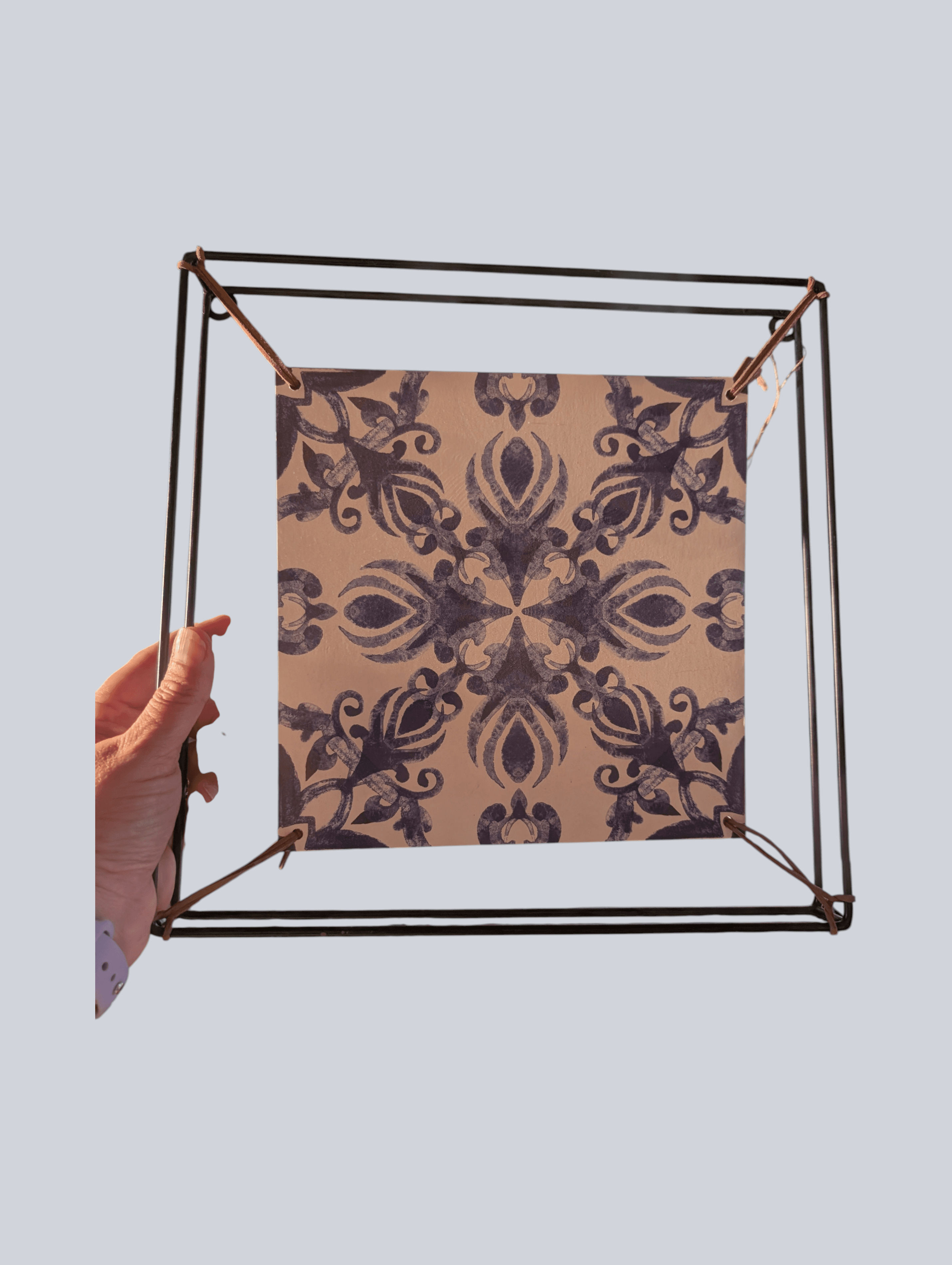 Metal Table Top with Decorative Pattern 11.25x11.25x1.25 Inches