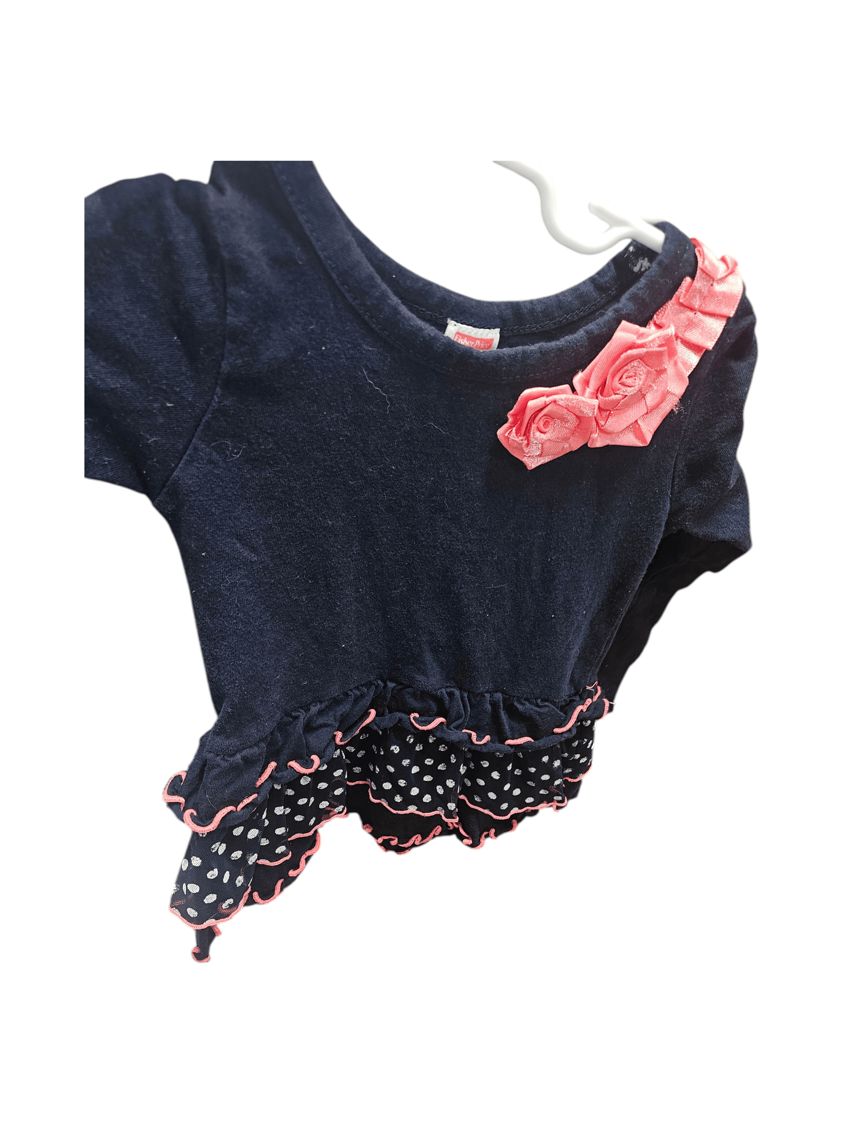 Fisher-Price Toddler Dress 2T Blue with Pink Roses
