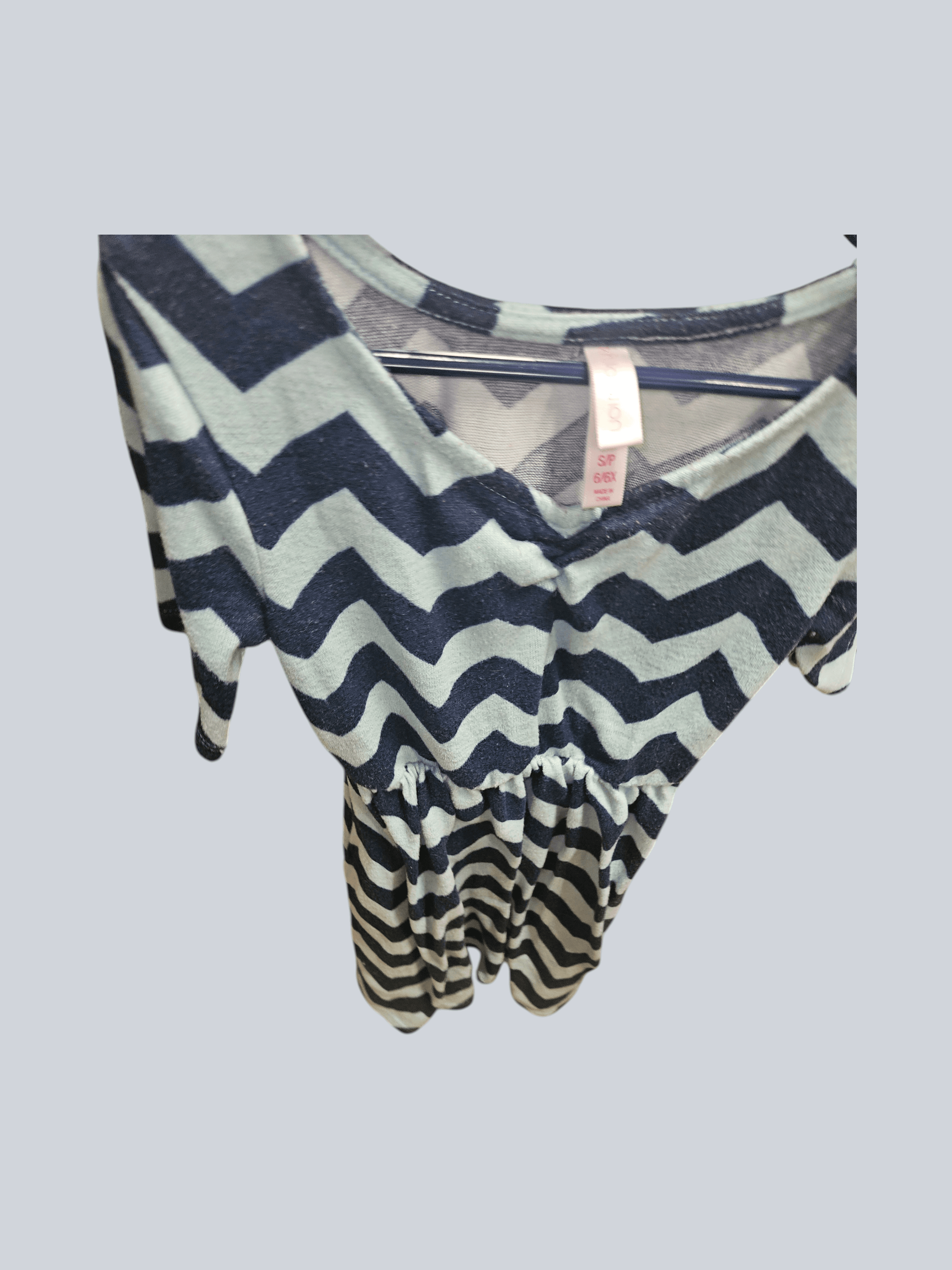 Xhilaration Kids Chevron Dress, Size 6X, Blue Teal