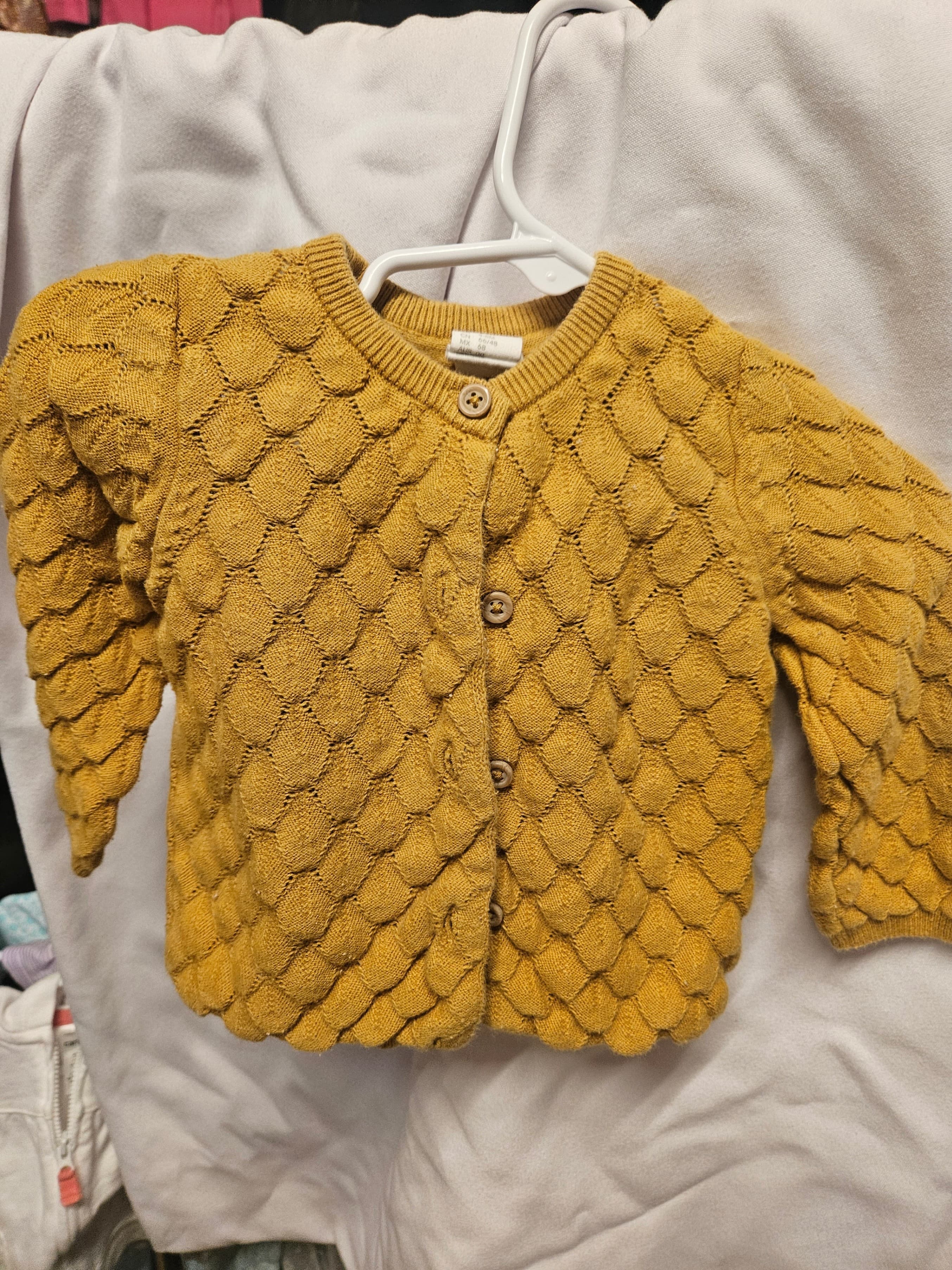 H&M Baby Cardigan 6M Mustard Yellow Knit