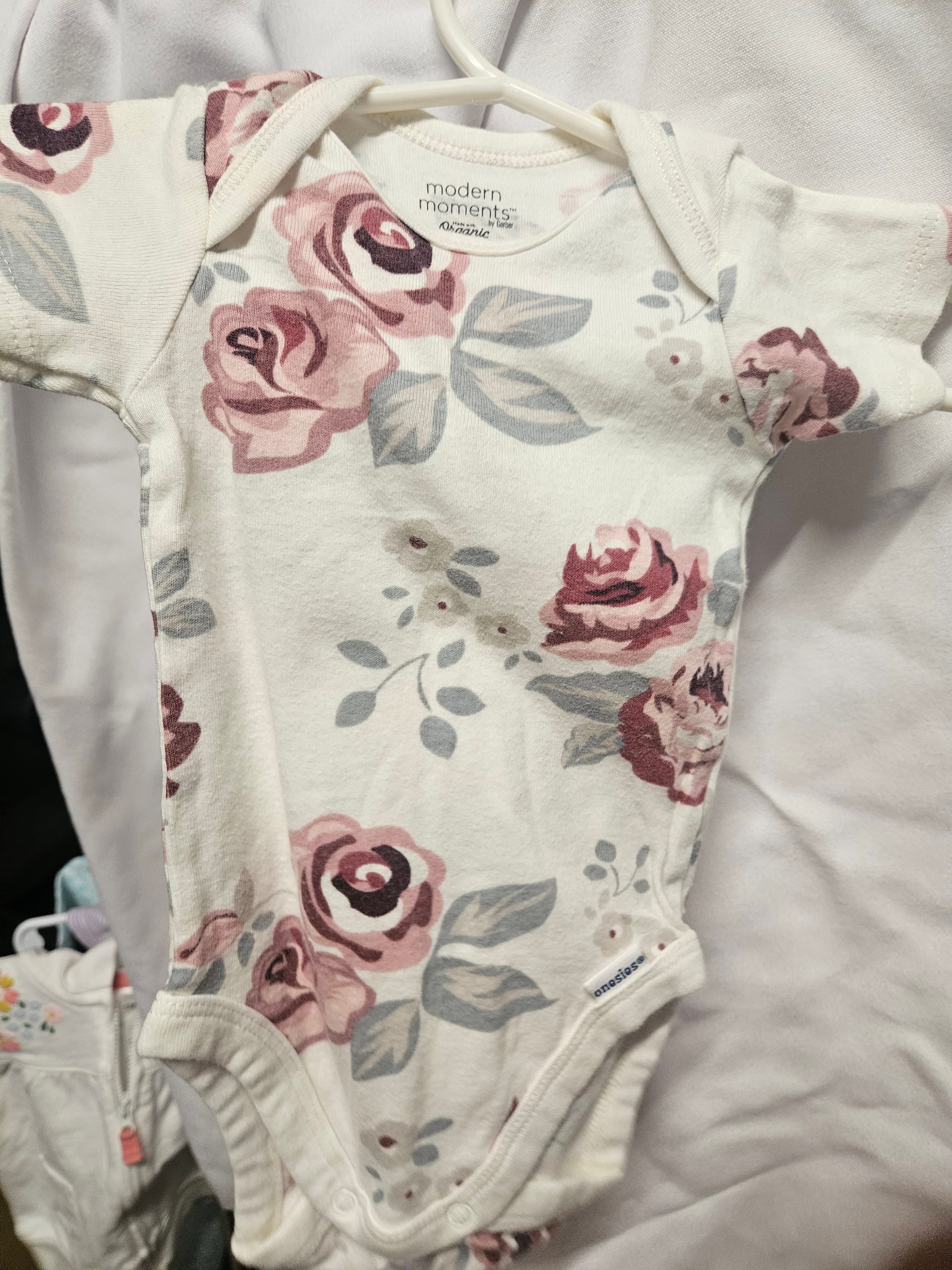 Modern Moments by Gerber Floral Baby Onesie 0-3M Organic Cotton