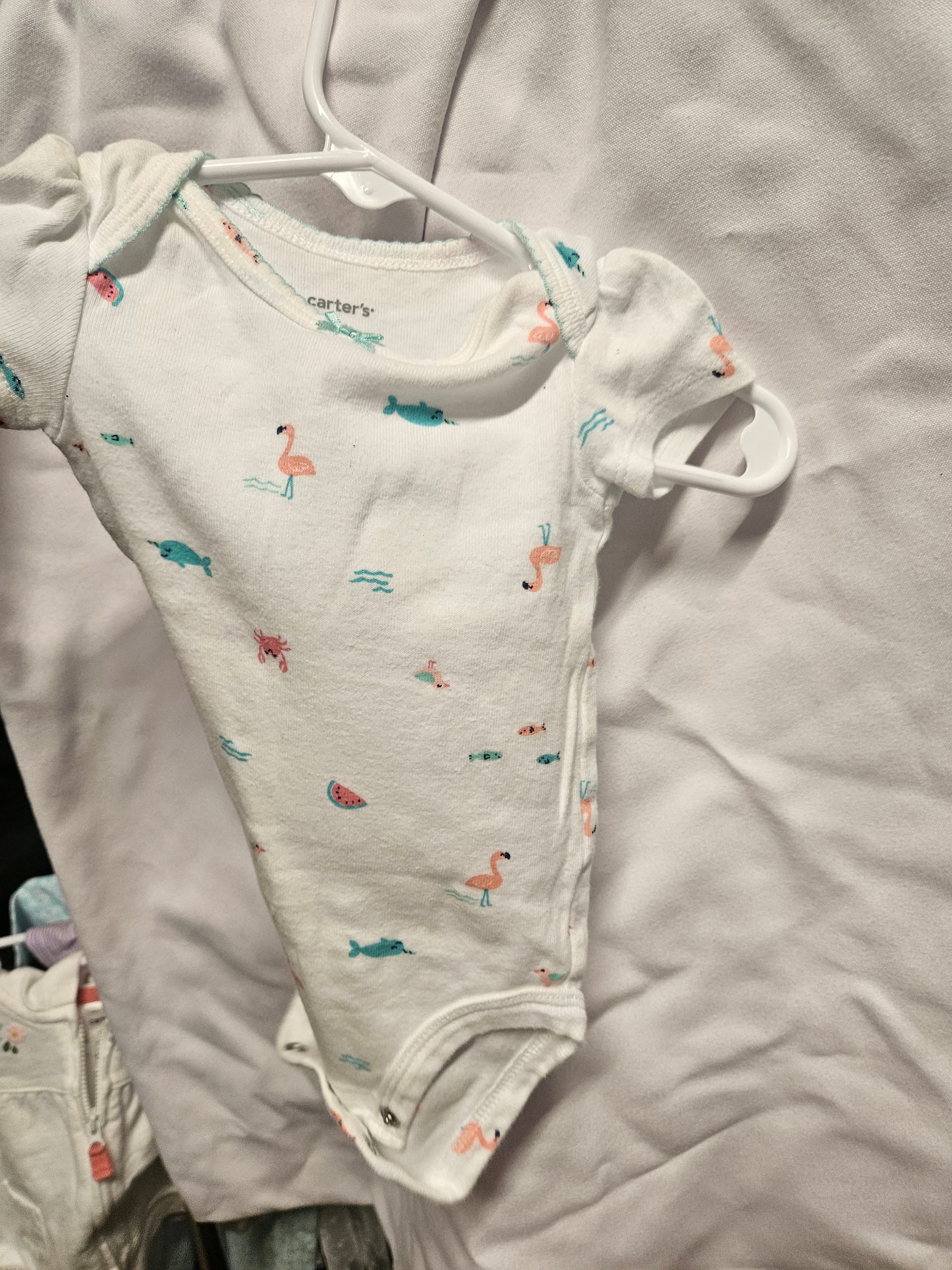 Carter's Baby Onesie 3M Flamingo Narwhal Print