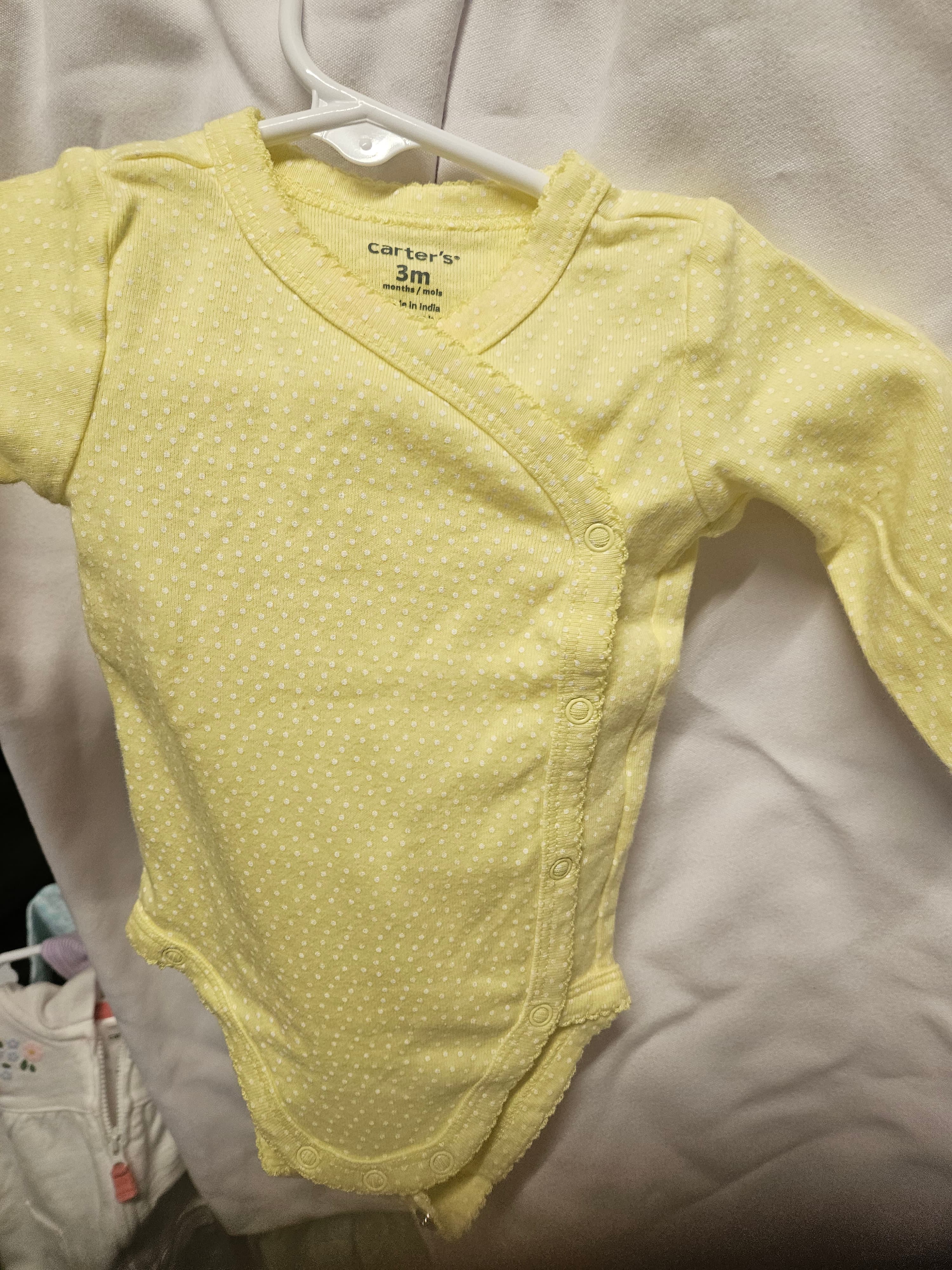 Carter's Baby Bodysuit 3M Yellow Polka Dot Long Sleeve