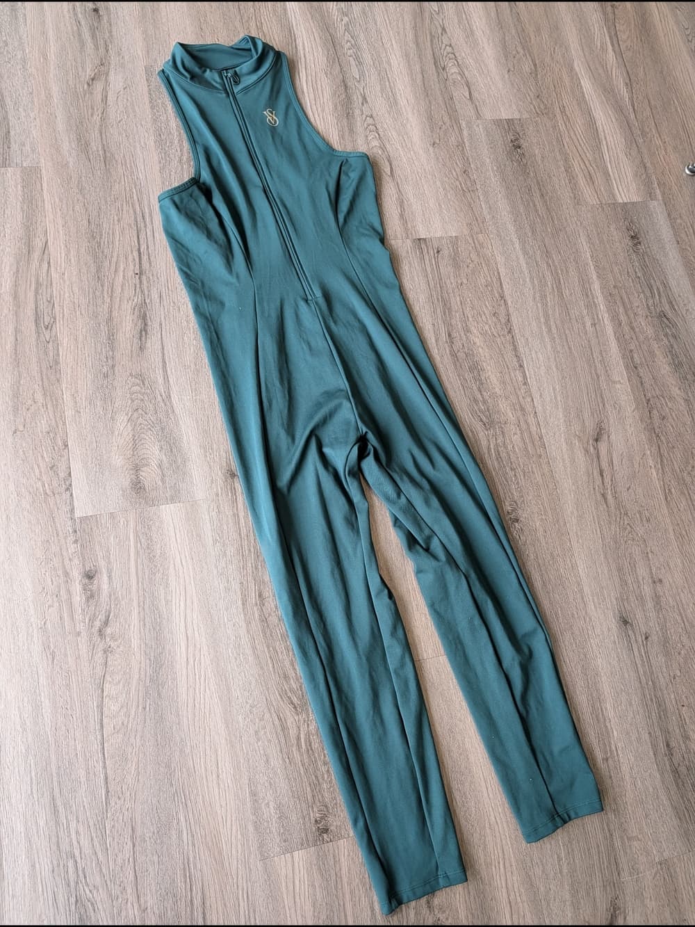 Victoria's Secret Flow Point Dark Teal Sleeveless FitnessJumpsuit with Front Zip