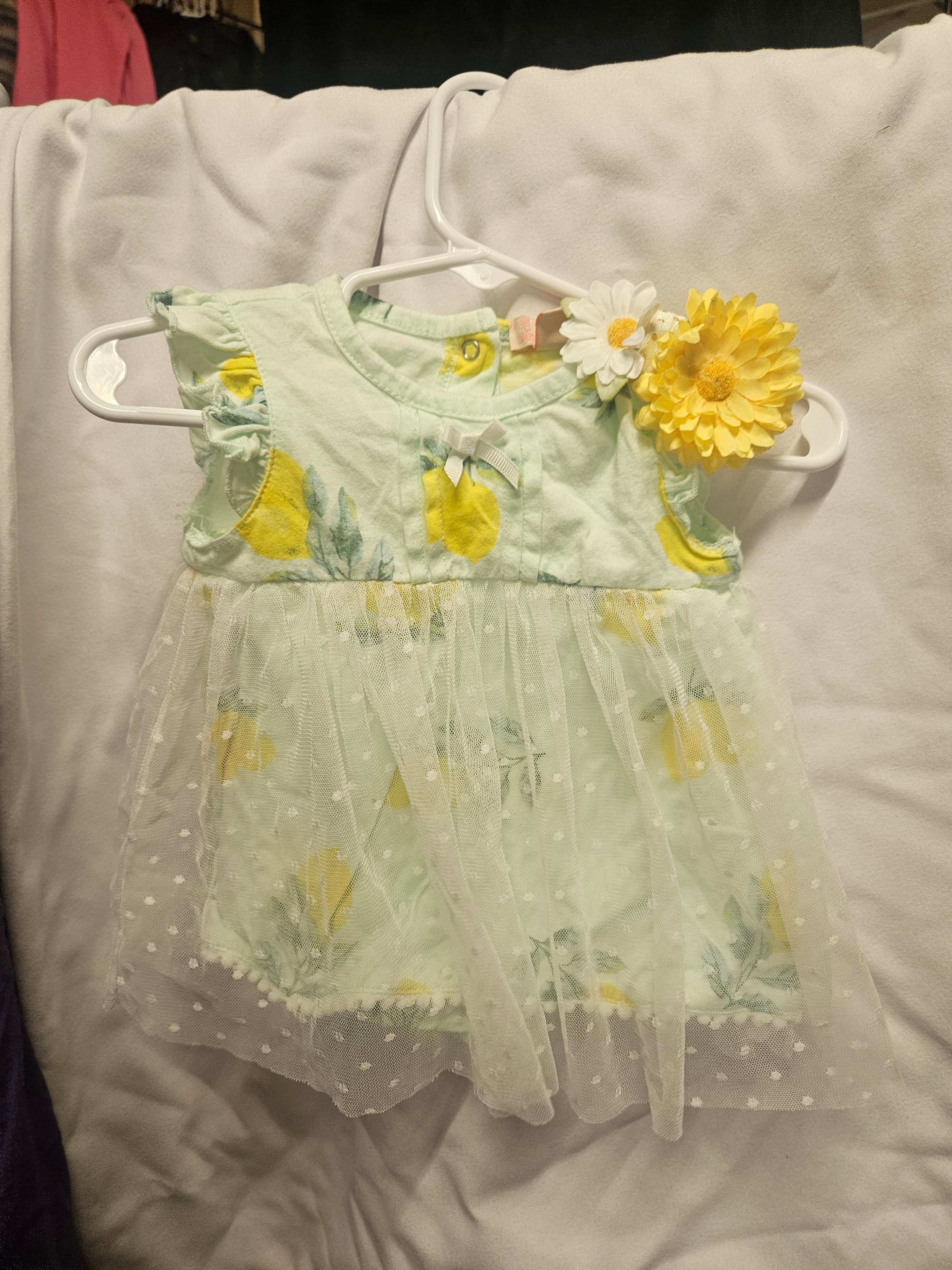 Tutu Couture Baby Dress with Lemon Print and Tulle Skirt