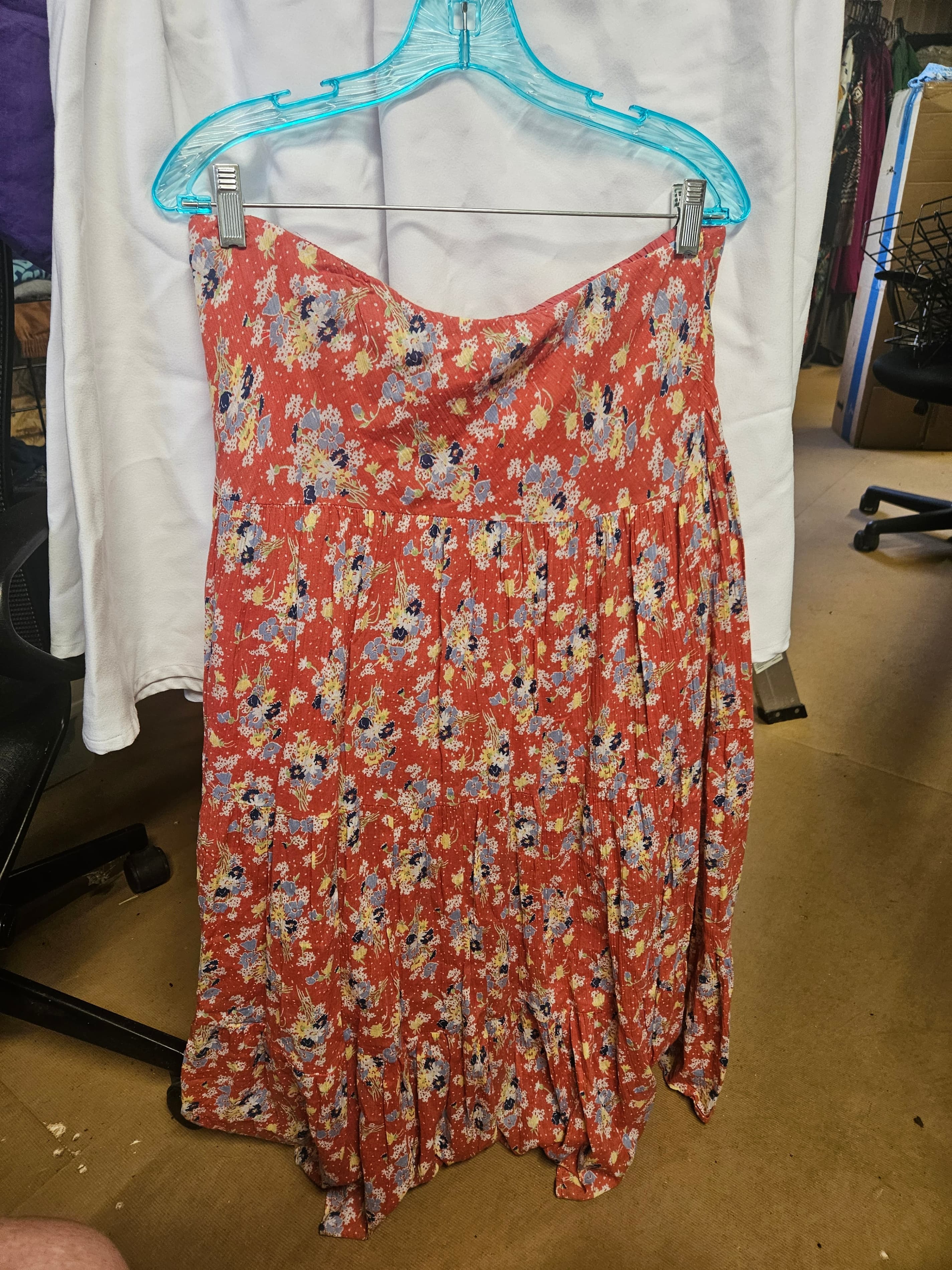 Chaps Floral Maxi Dress Red L