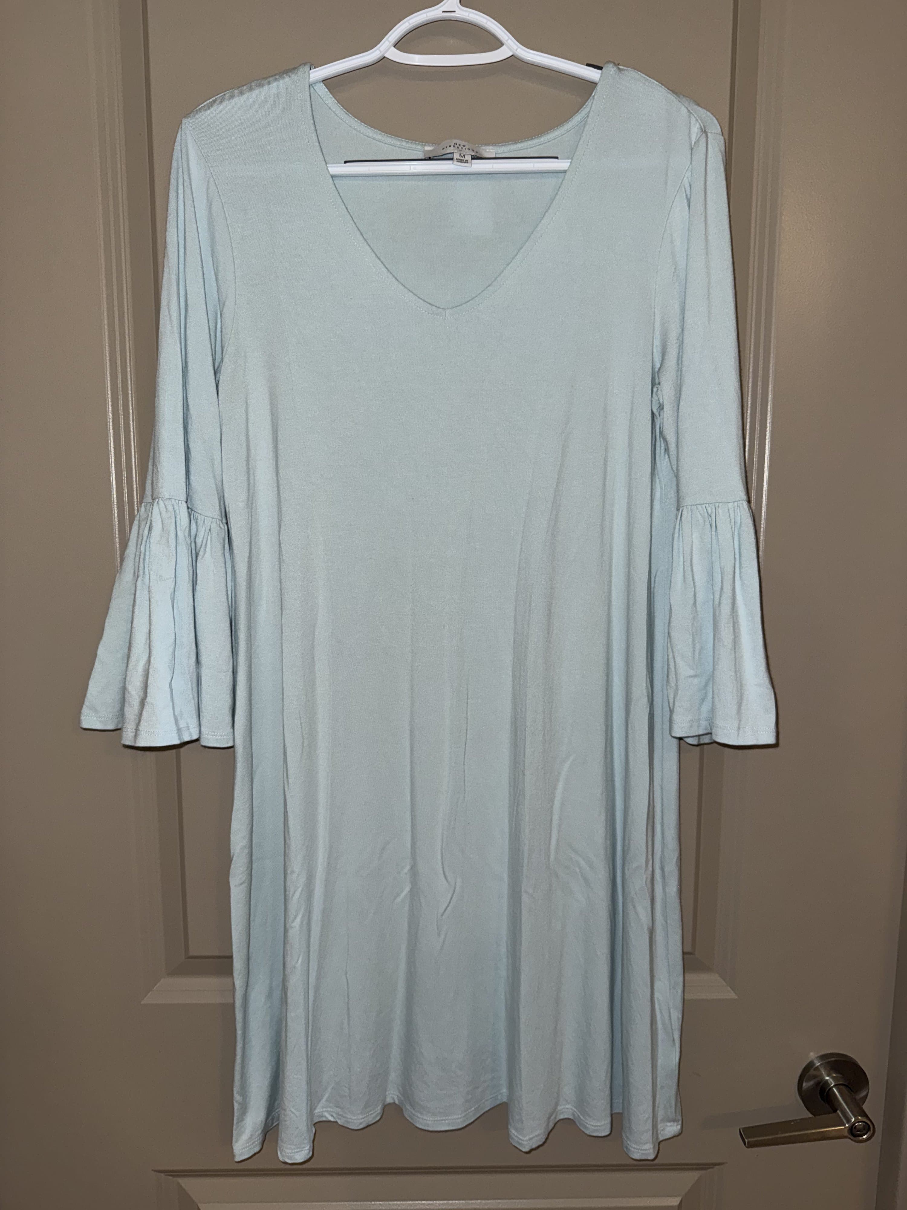 New Directions Light Blue Bell Sleeve Dress M