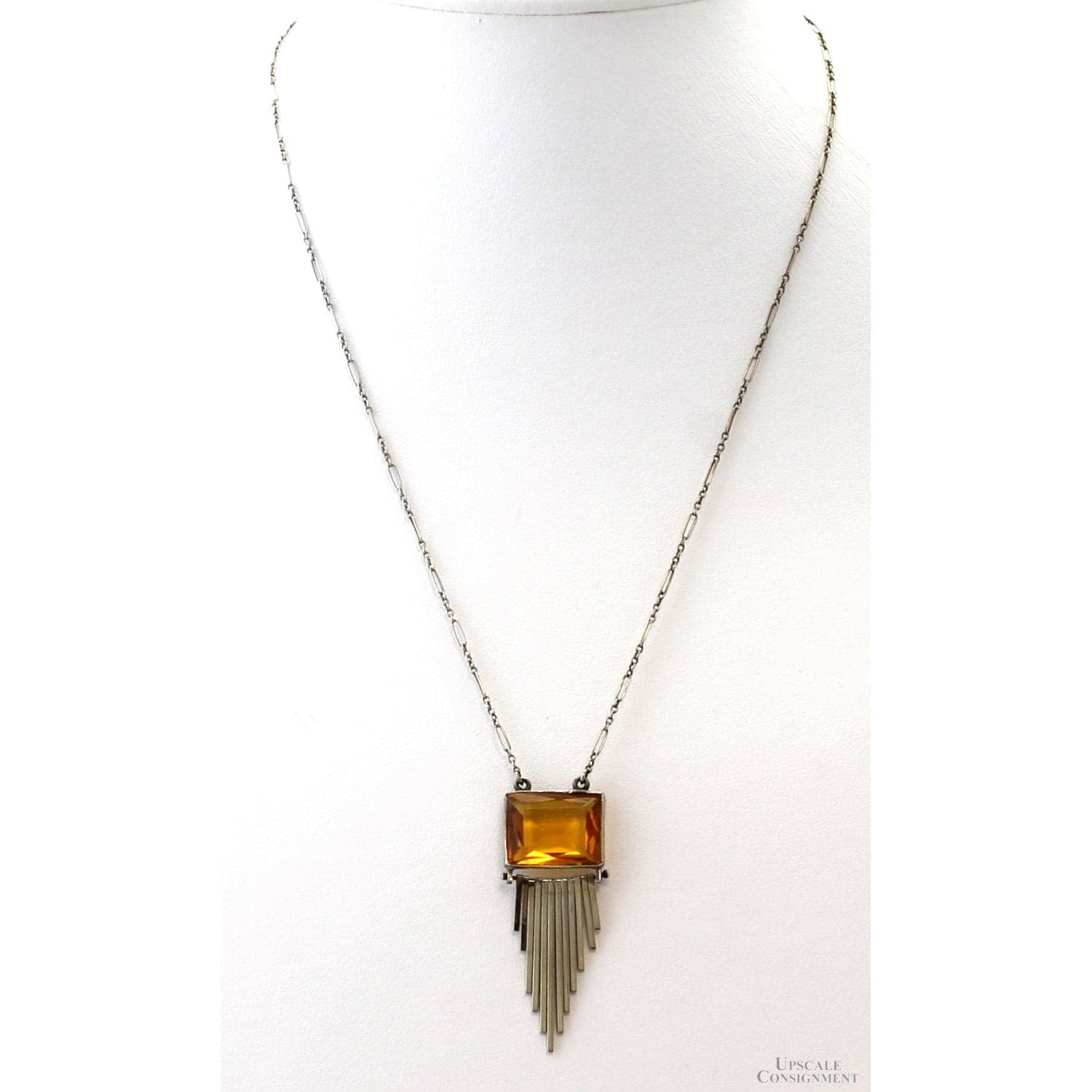 Vintage 10K Gold Andalusite Art Deco Fringe Necklace - 18 in
