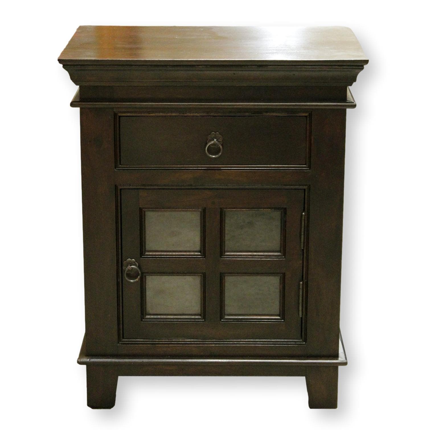 Petite Glass Pane Cabinet w/Drawer - Dark Brown