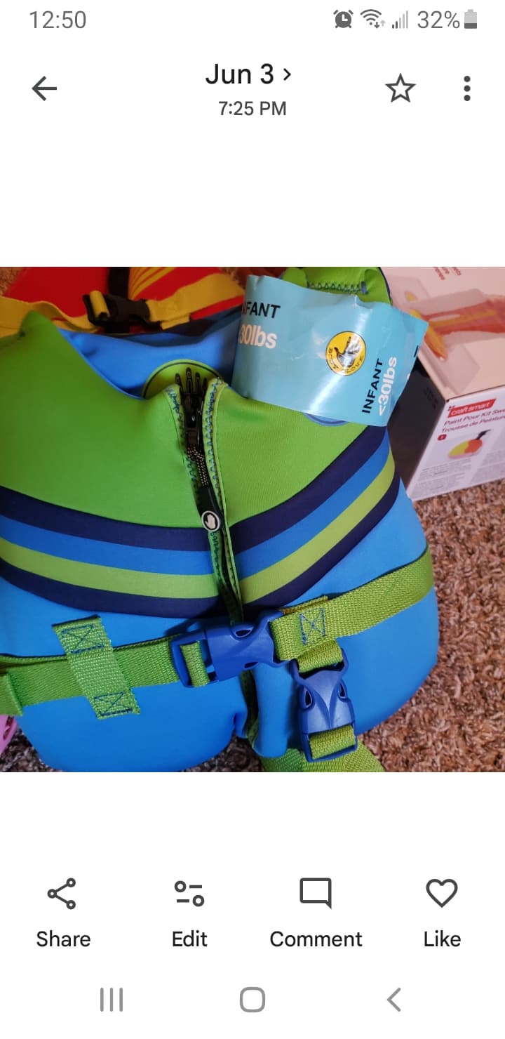 Body Glove Infant Life Jacket Blue Green Up to 30 lbs