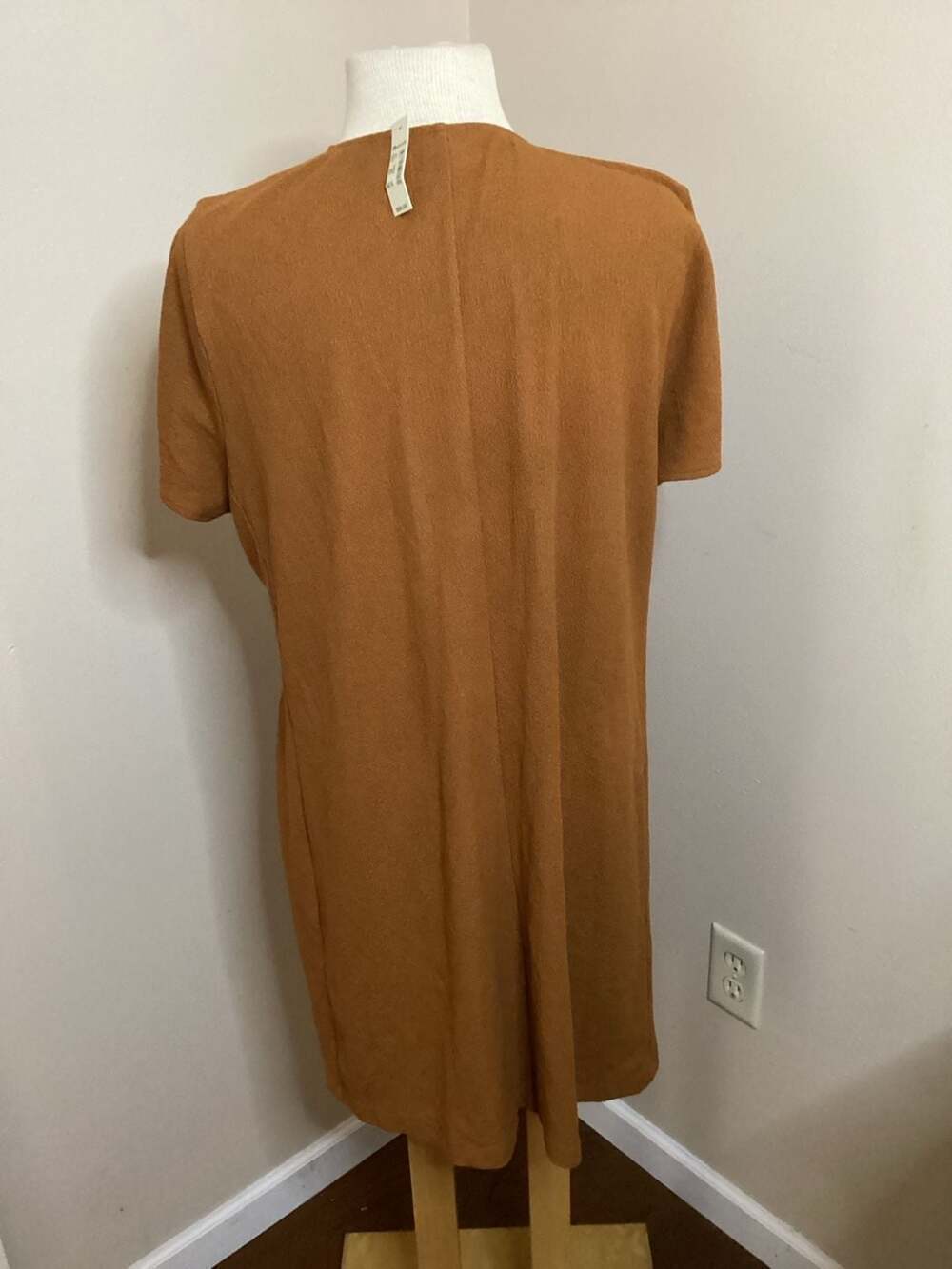 Madewell Texture & Thread Short-Sleeve Side-Tie Dress in Burnt Orange