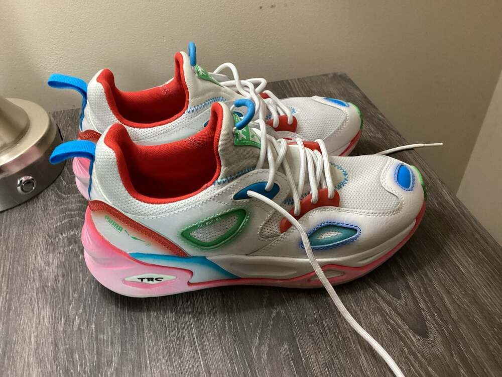 Puma TRC Blaze Neon White Multi-Color Sneakers Size US 7.5