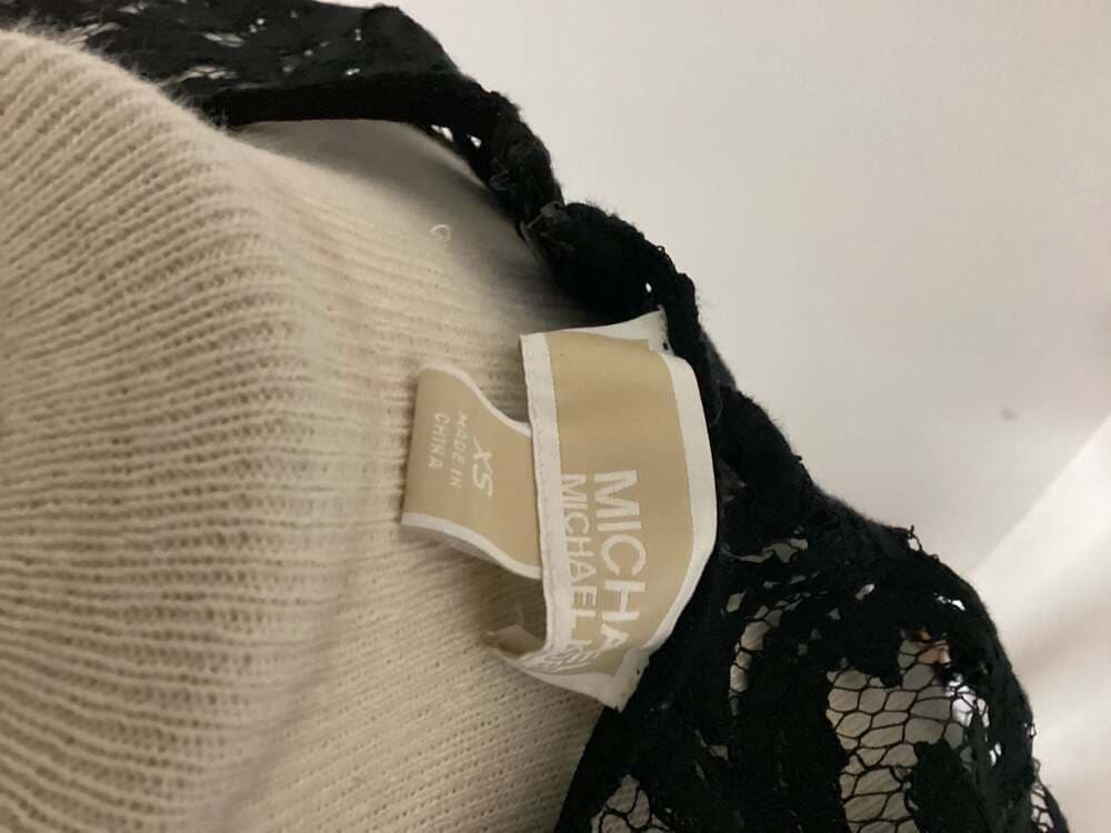 MICHAEL Michael Kors Black Sheer Floral Lace Short Sleeve Peplum Top Size XS