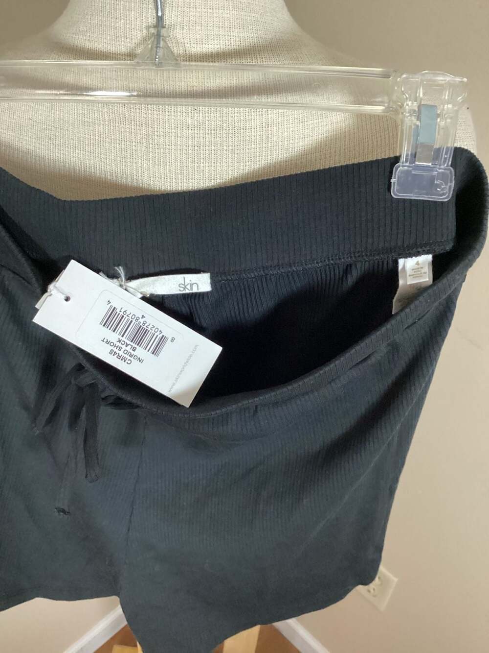Skin Ingrid Ribbed Knit Shorts Black Size 4