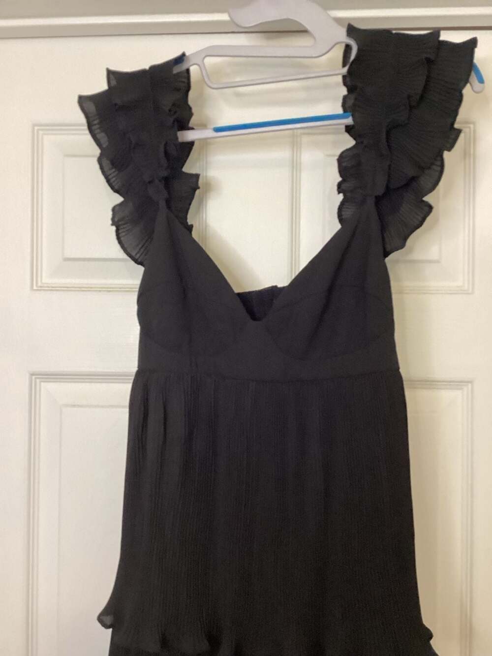 Olivaceous Black Tiered Ruffle Maxi Dress