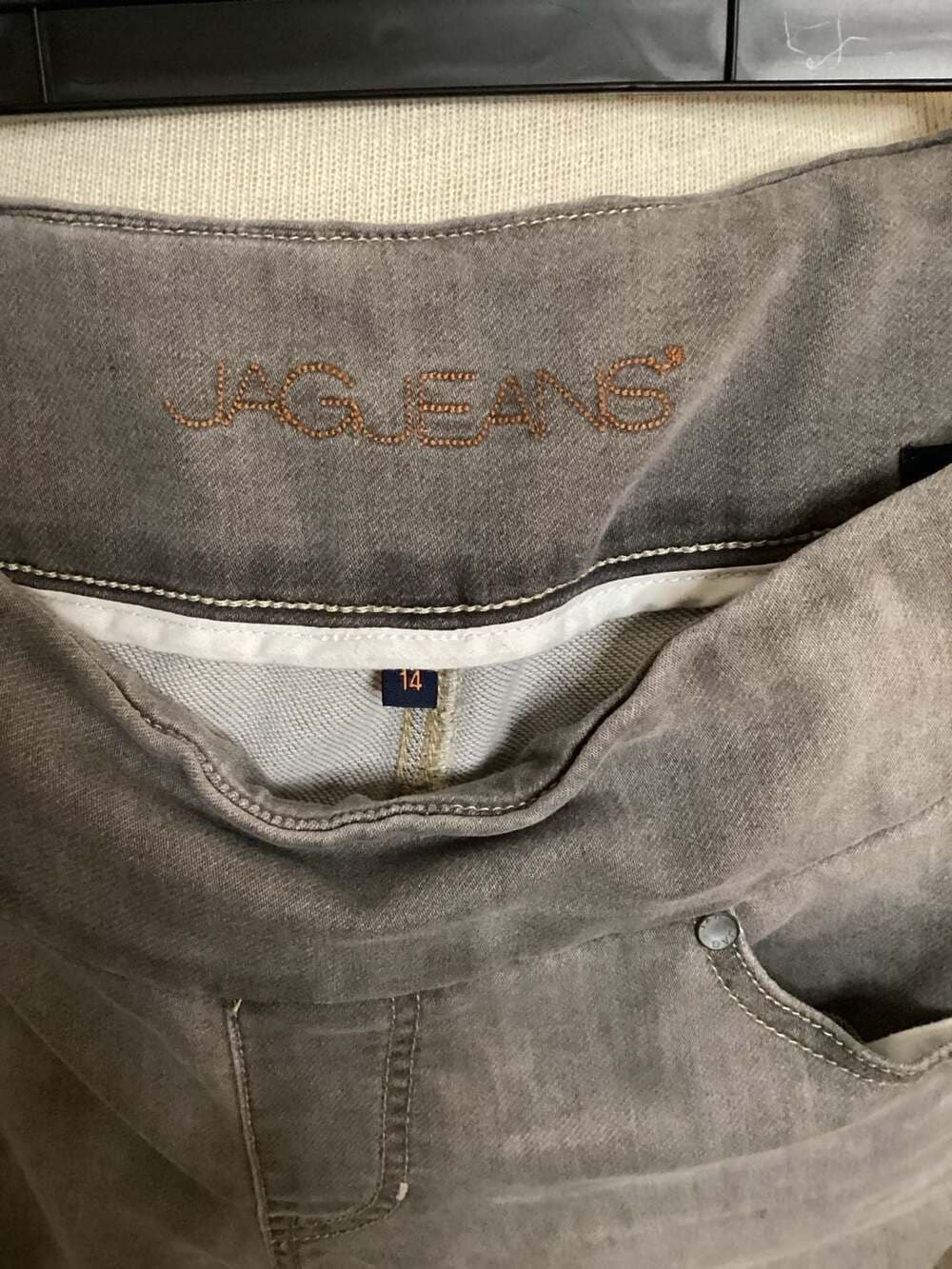 Jag Jeans Women's Size 14 Gray Pull-On High Rise Skinny Stretch Denim Jegging