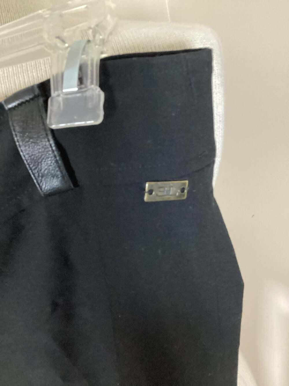 E.L.O.C Jackson Black Cargo Pants with Faux Leather Trim Trimmed Pockets