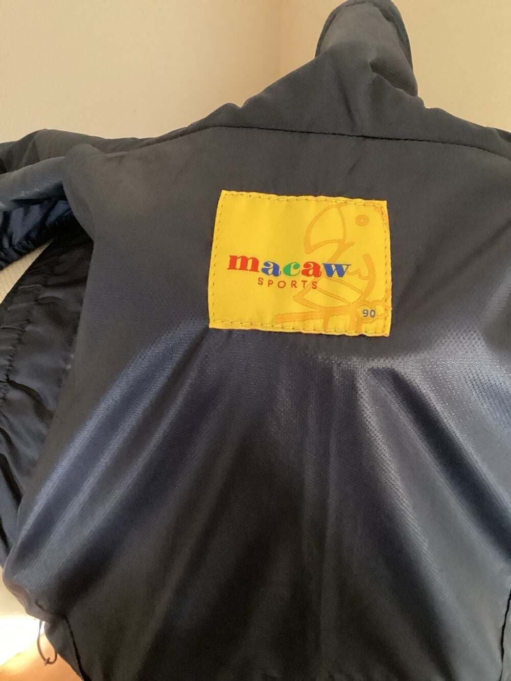 Macaw Sports Navy Blue Graphic Print Cinched Waist Vest Size 90